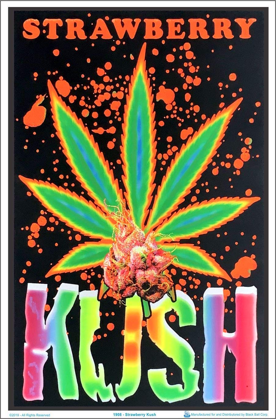 903x1373 Strawberry Kush Blacklight Poster Weed Marijuana 1908