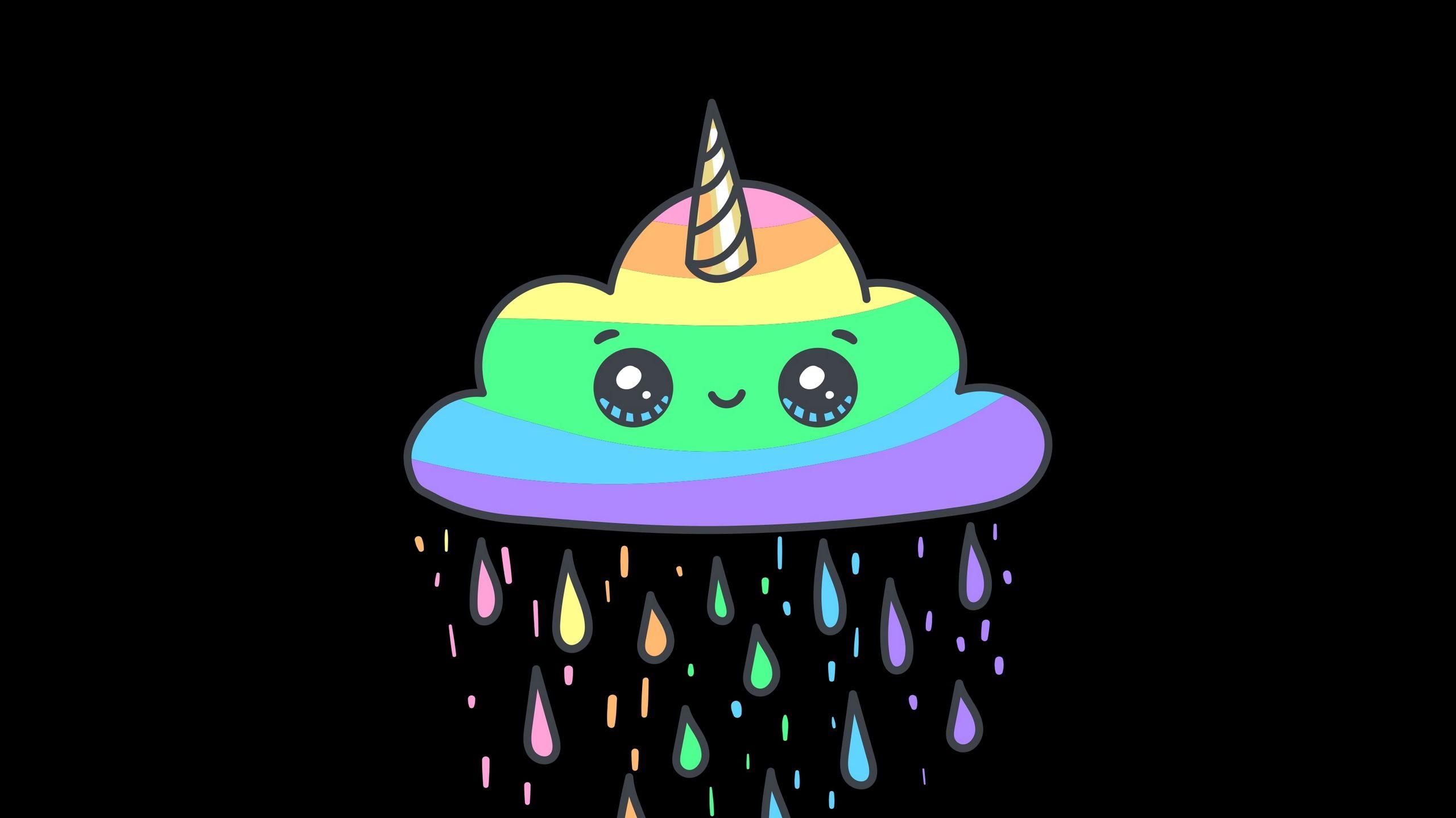 2560x1440 Download wallpaper 2560x1440 cloud, unicorn, rainbow, cute