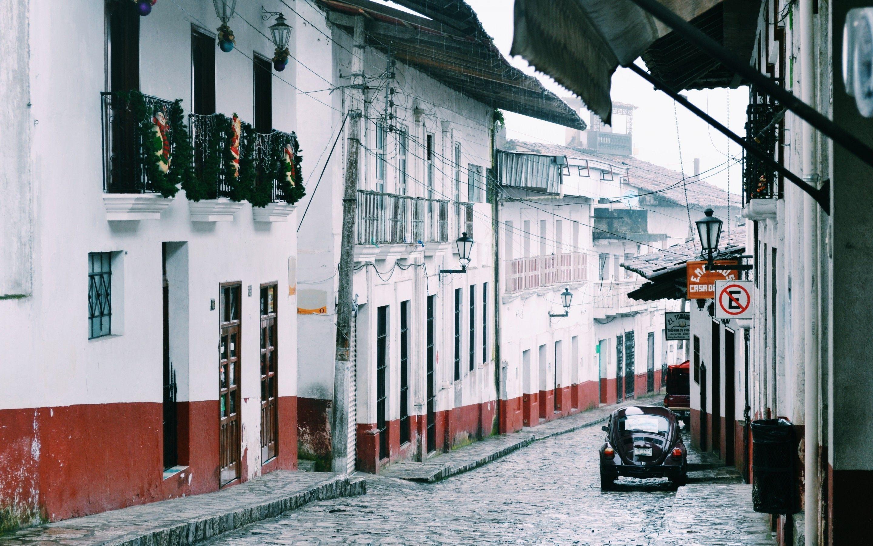 2880x1800 Download 2880x1800 Retro City, Road, White Buildings Wallpaper