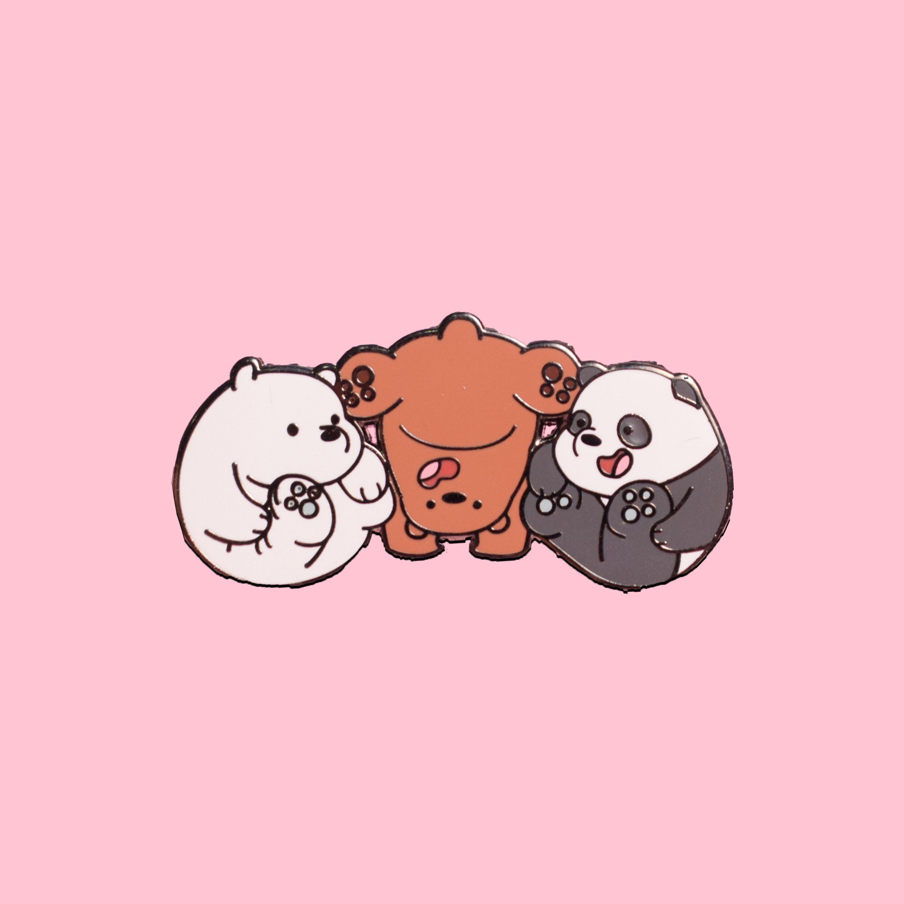 3000x3000 We Bare Bears Hug Hard Enamel Pin. We Bare Bears Badge. We Bare