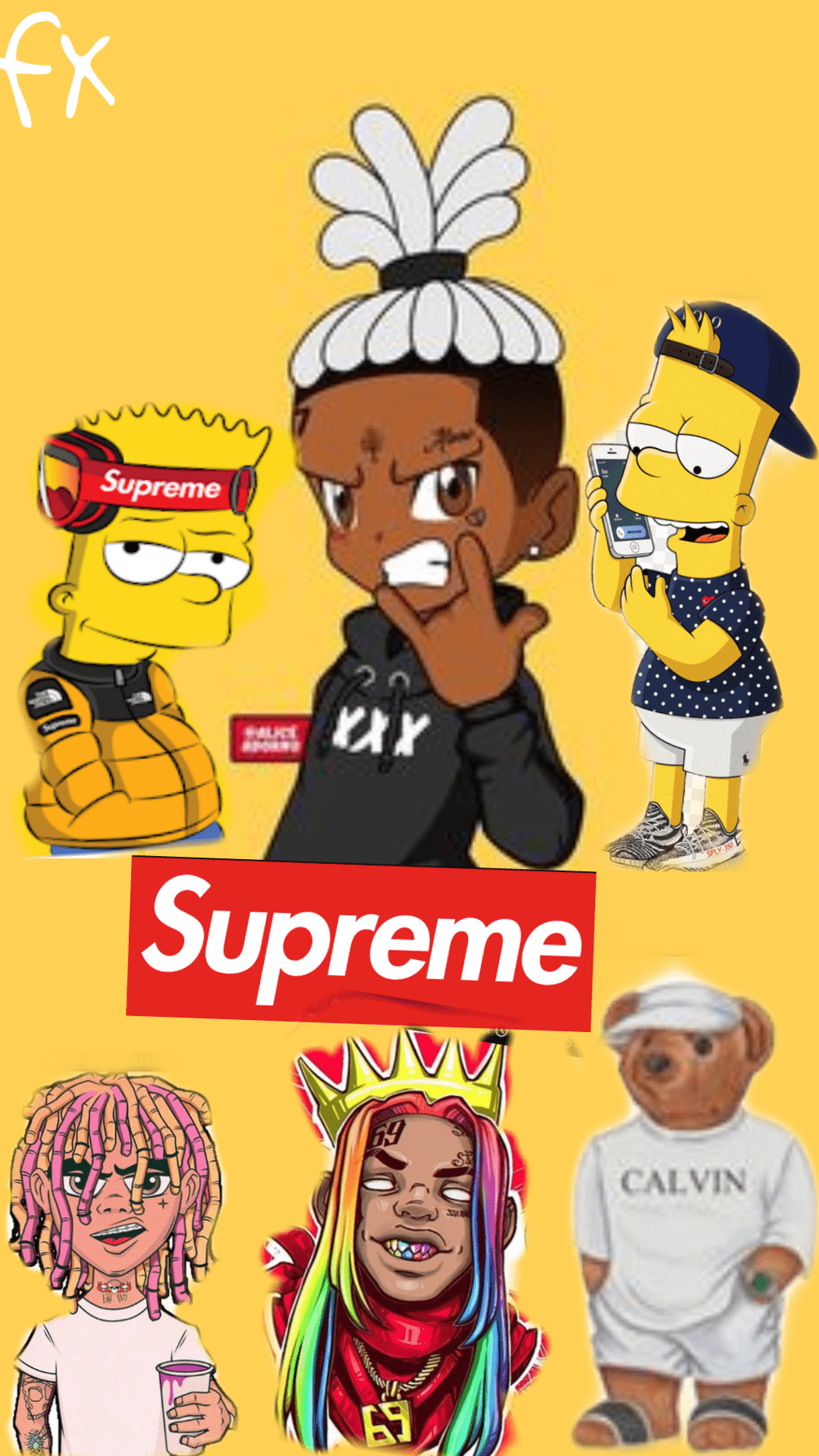 1024x1820 Free download 6ix9ine lilpump bartsimpson supreme calvinthebear