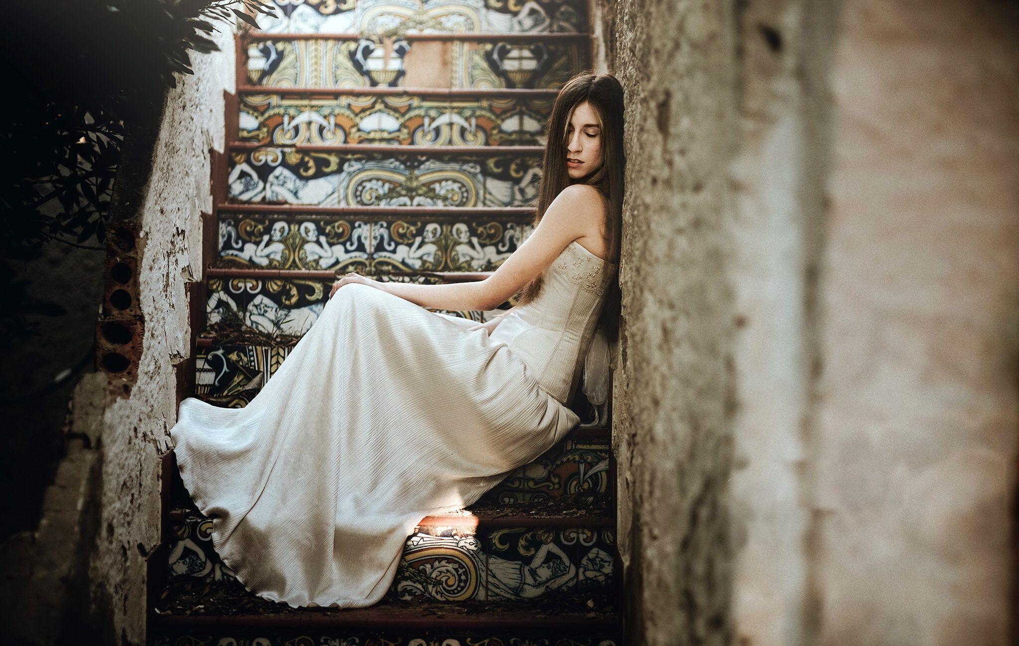 2048x1298 Women Bride Woman Girl Mood Wedding Dress White Dress Brunette HD