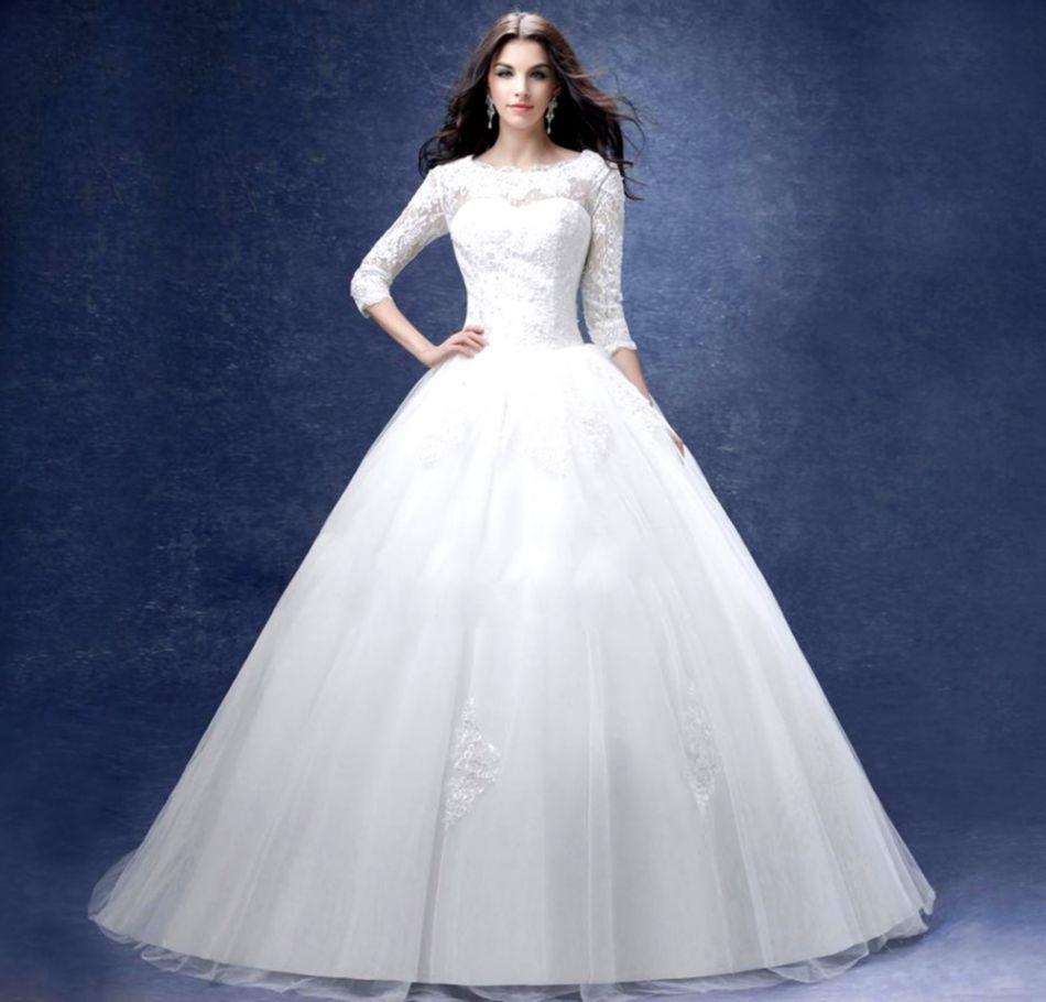 950x910 Elegant Luxury Lace Princess Bride Dress 2016 White Gown