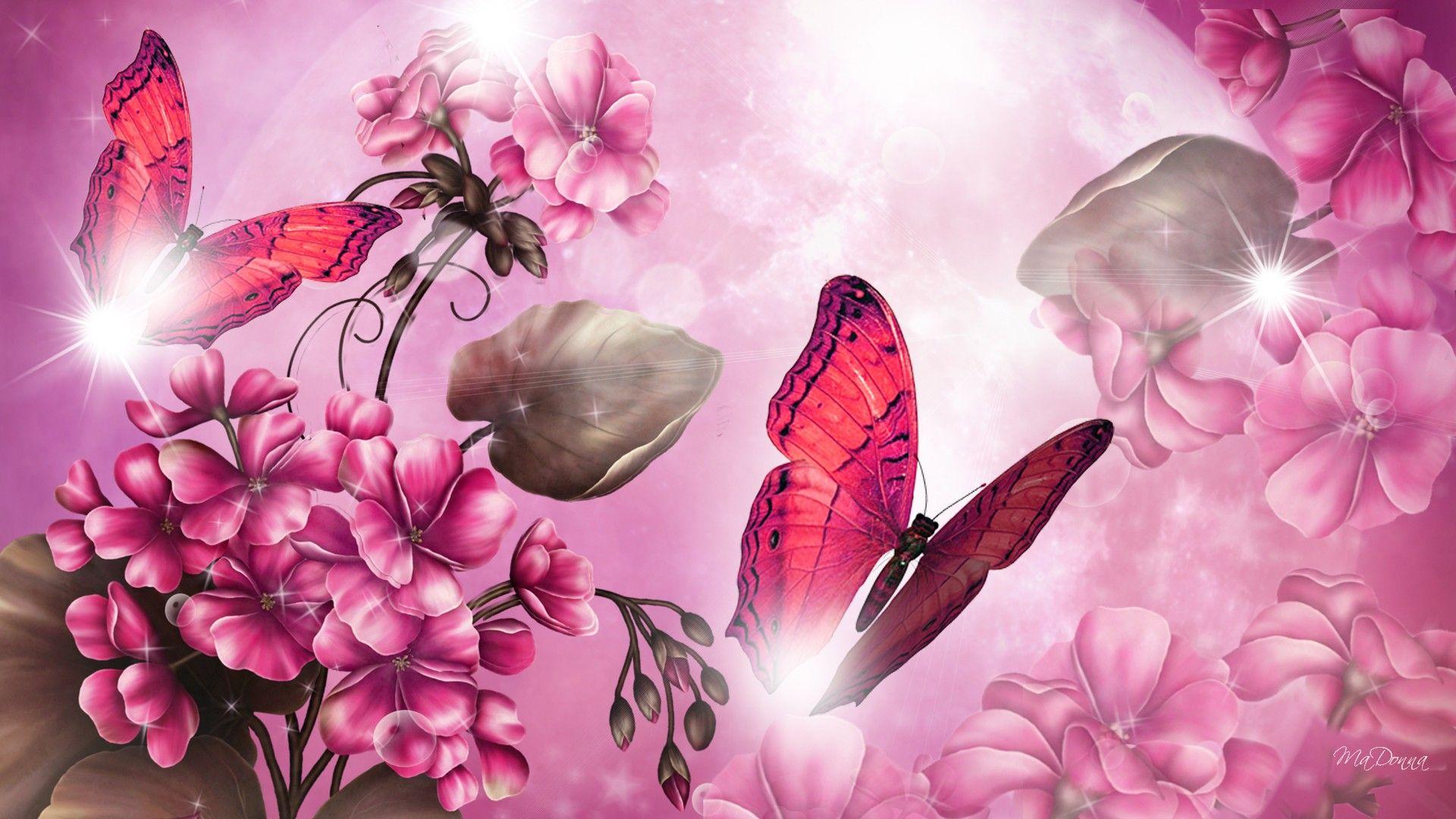 1920x1080 Free Pink Butterfly Wallpaper Image at Abstract Monodomo