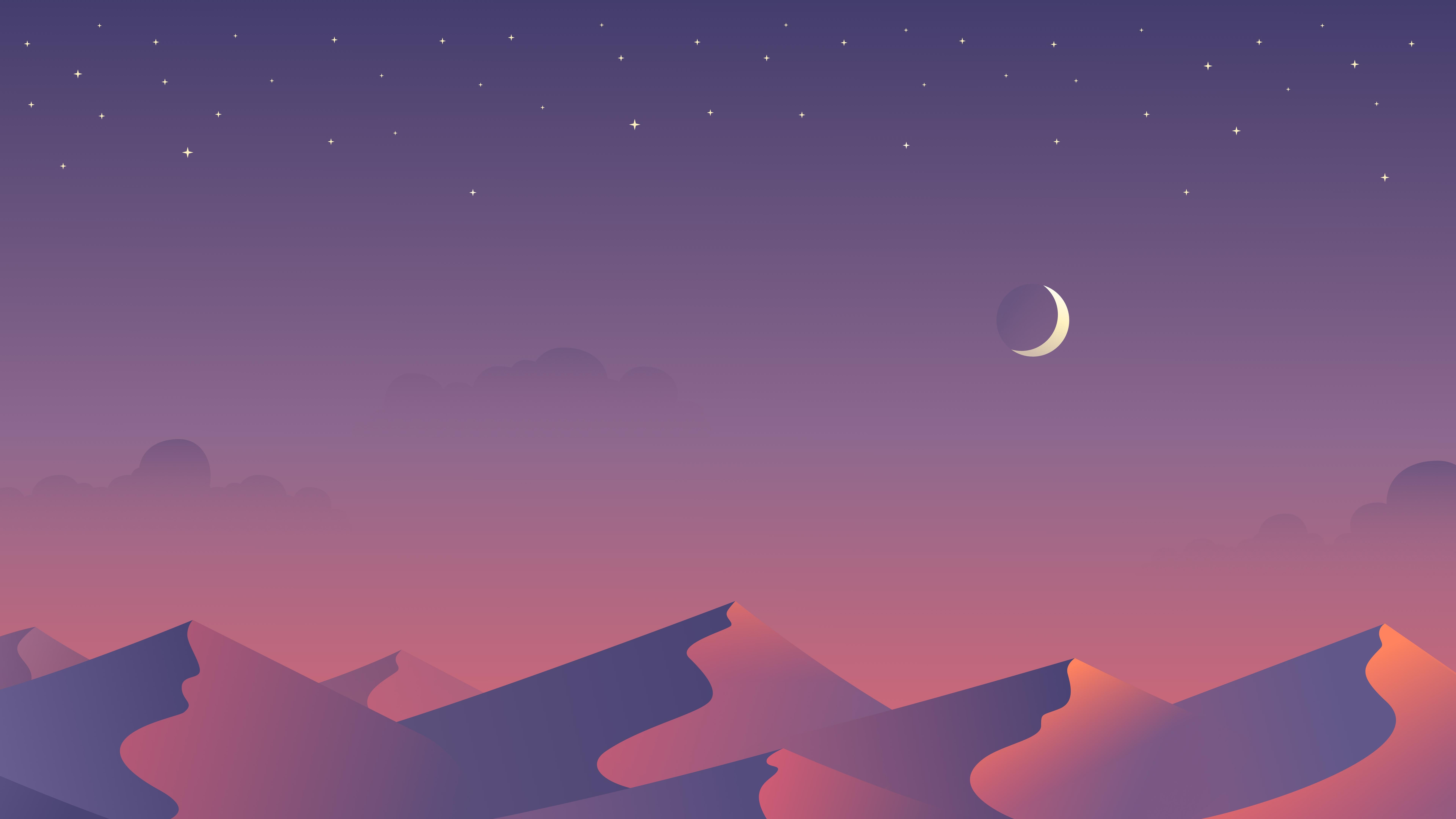 7680x4320 Starry Night Landscape Desert Minimalist Minimalism 8K