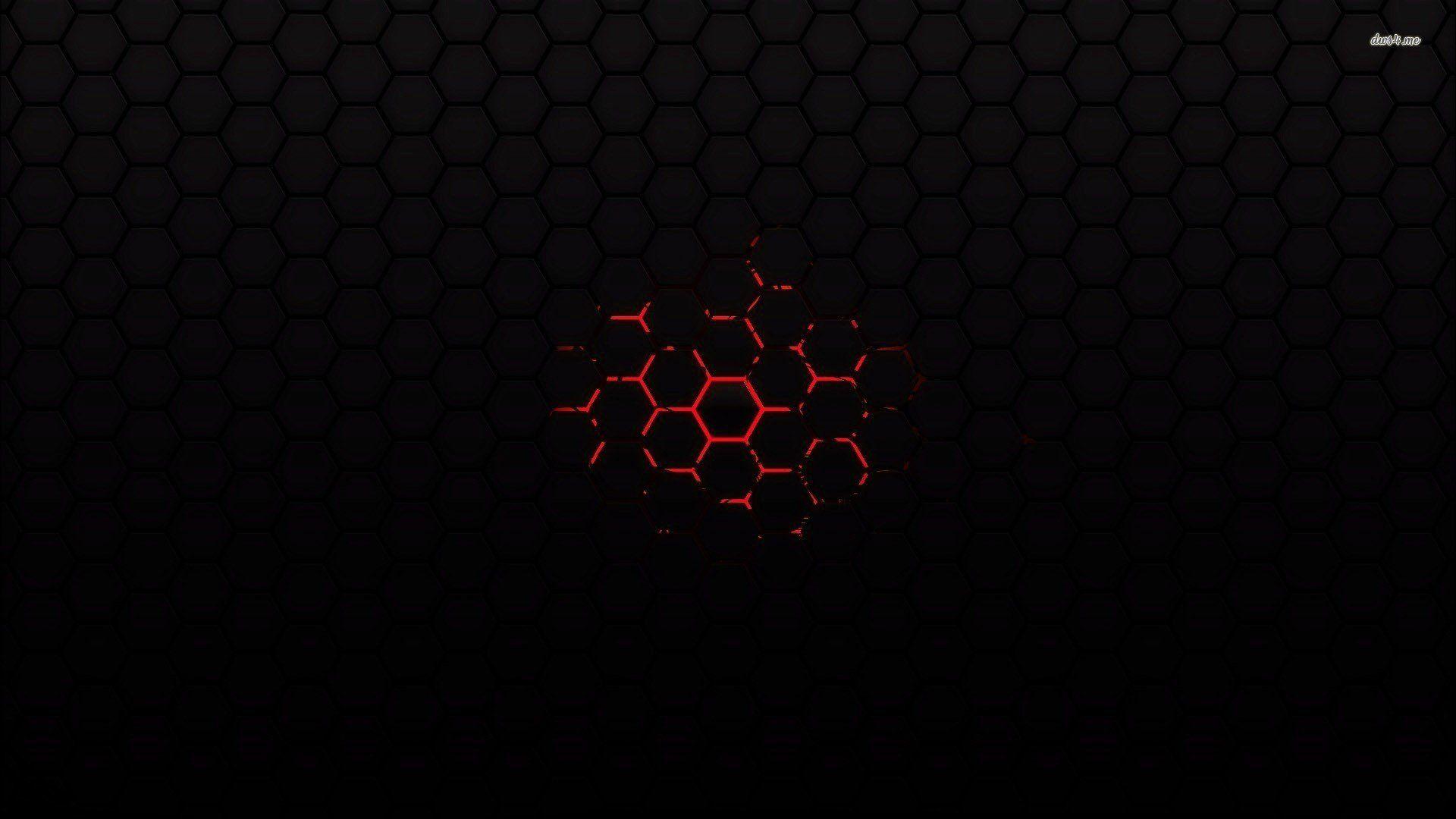 1920x1080 Red On Black Honeycomb Pattern