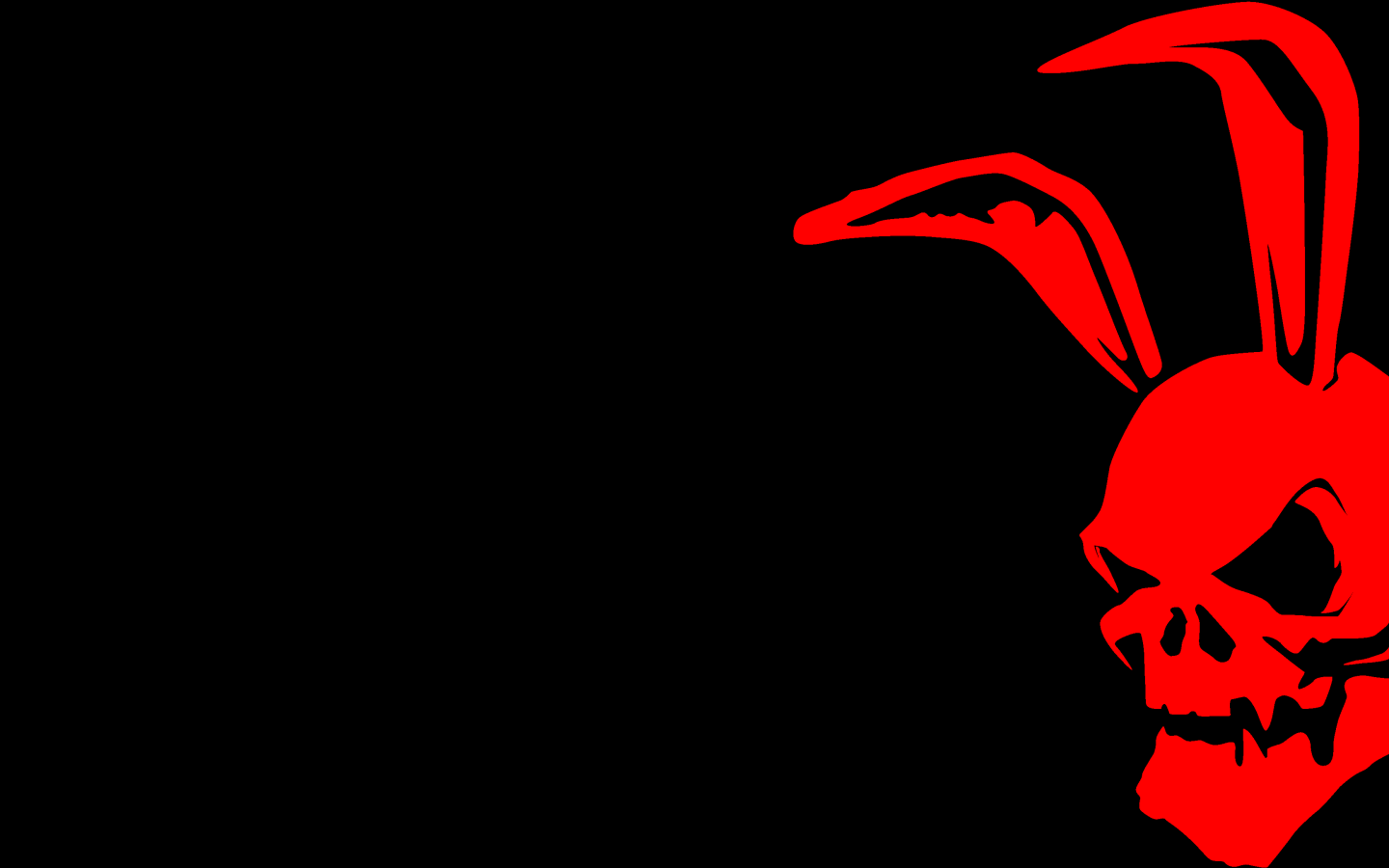 1440x900 Red skull with hare ears on black background Desktop wallpaper