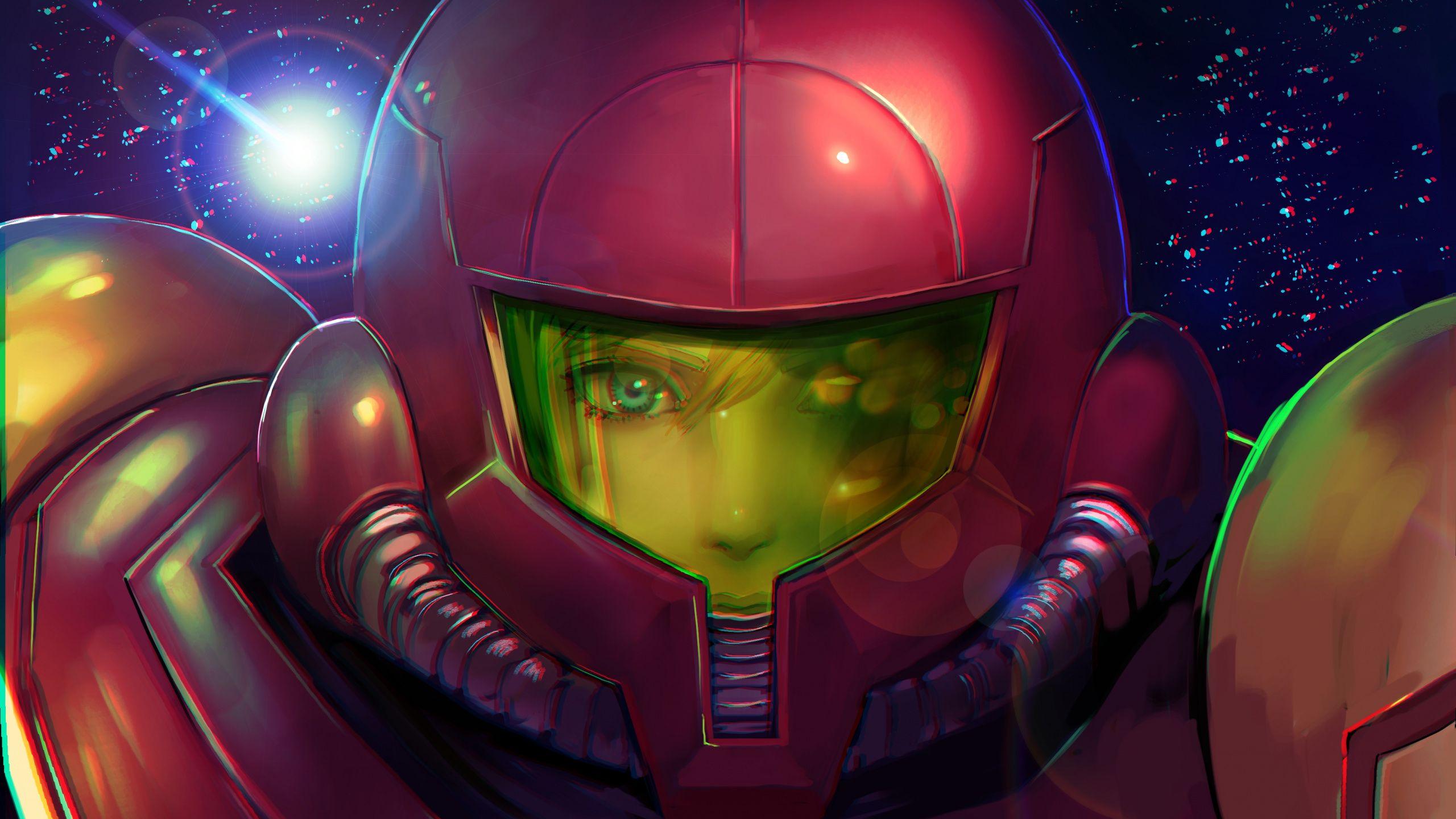 2560x1440 Download Anime girl, Metroid: Samus Returns, video game, art