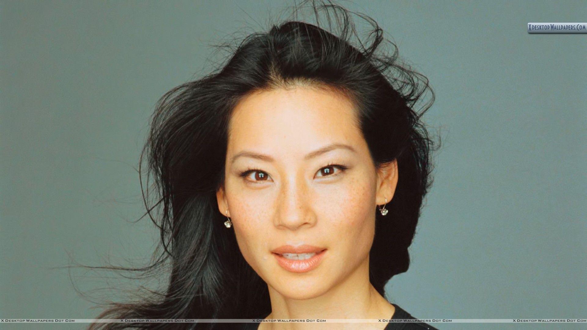 1920x1080 Lucy Liu Smiling & Pink Lips Closeup Wallpaper