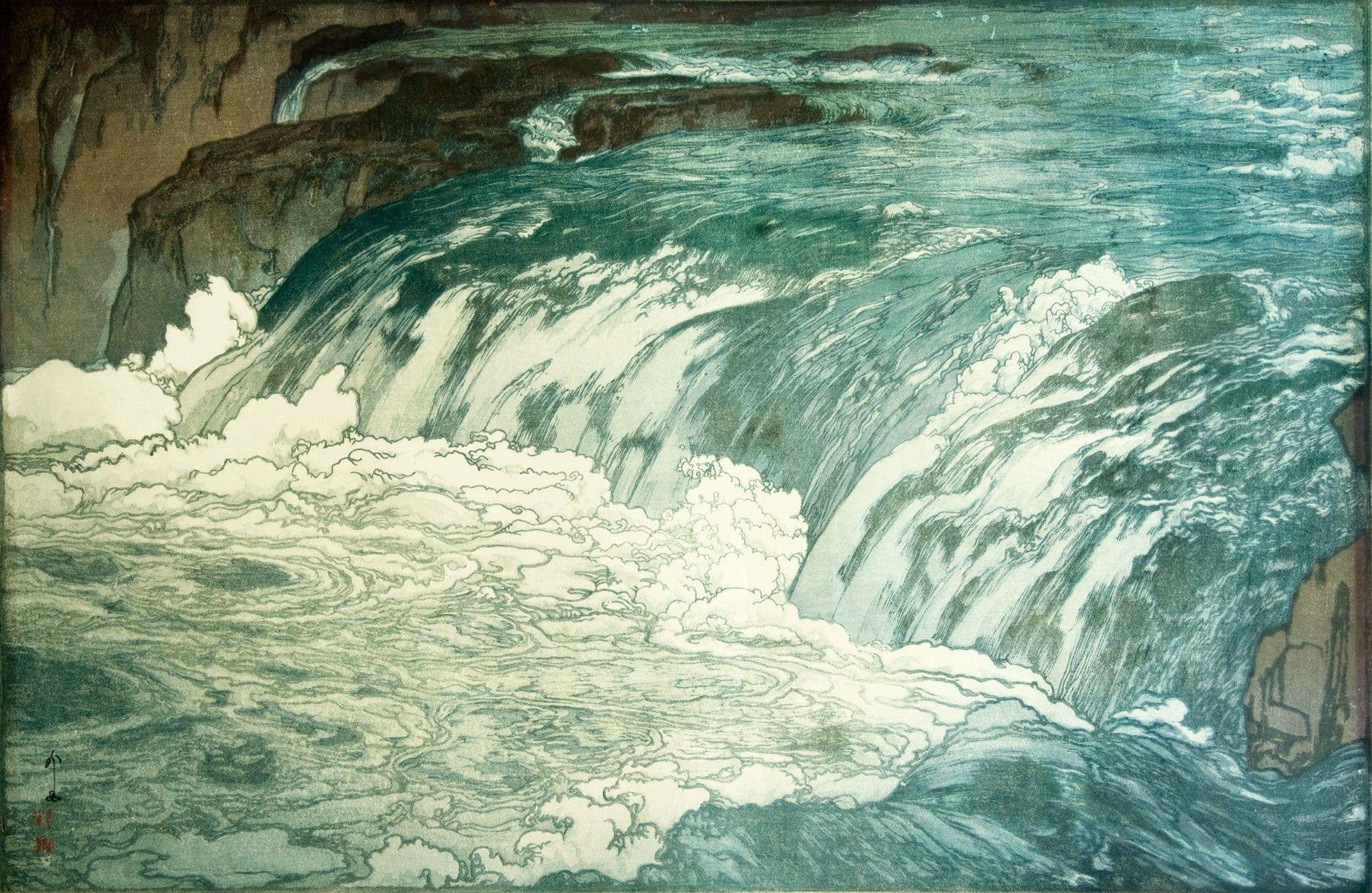 1879x1223 yoshida hiroshi japanese artwork painting river water, HD