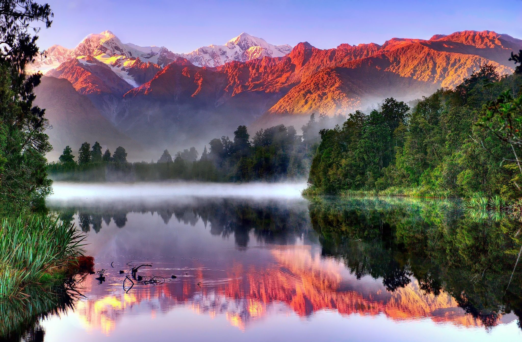 2048x1341 Phone Wallpaper: New Zealand, Sunlight, Mountains, Reflection, Lake Matheson, Southern Alps, South Island (New Zealand), Earth, Aoraki Mount Cook, Mount Cook 342809
