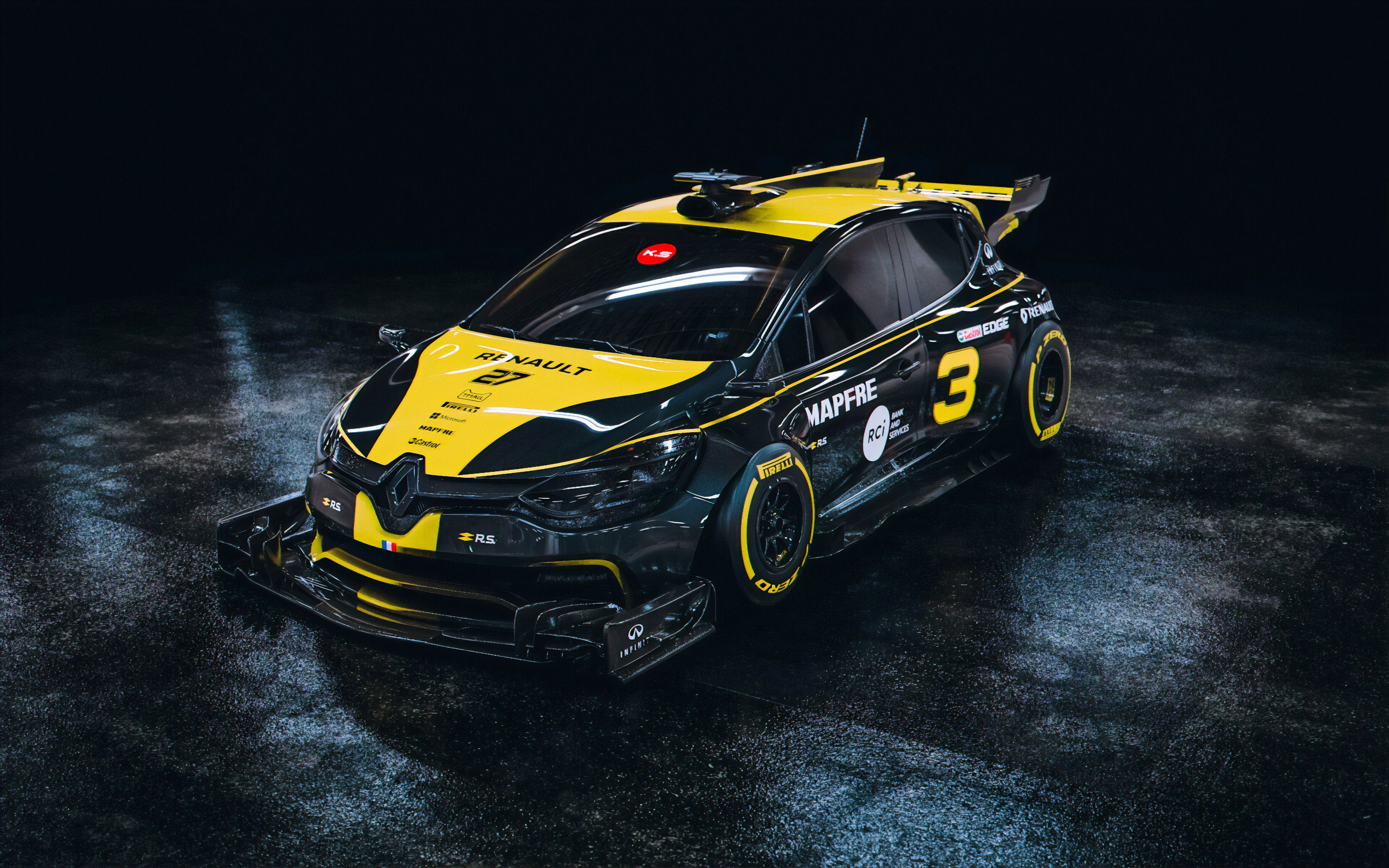7680x4800 4K, car, render, Khyzyl Saleem, Renault Clio, HD Wallpaper