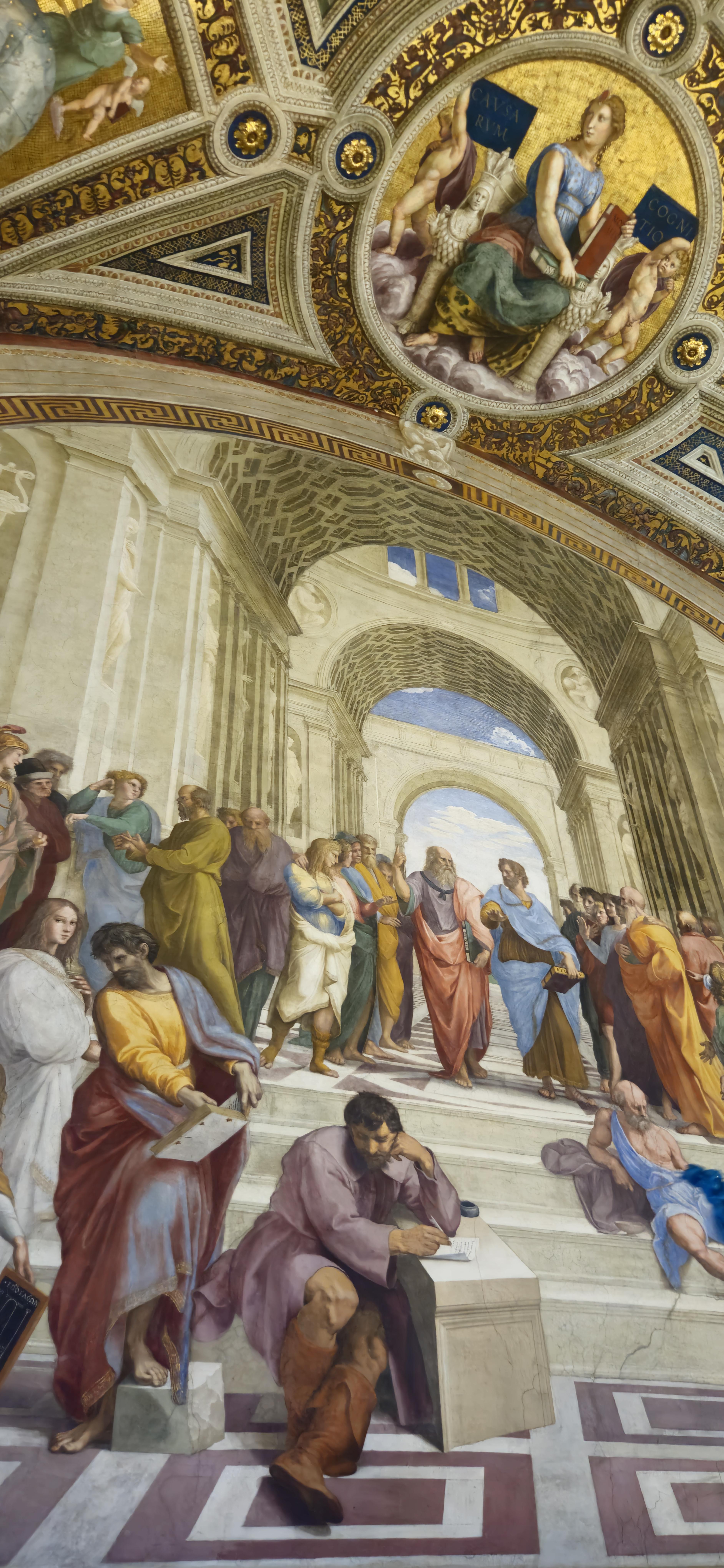 3768x8160 Seeing Raphael's School of Athens, I really like how Diogenes (the older fellow reclining in blue by himself, ) is given plenty of space while most other philosophers and academics are interacting. This