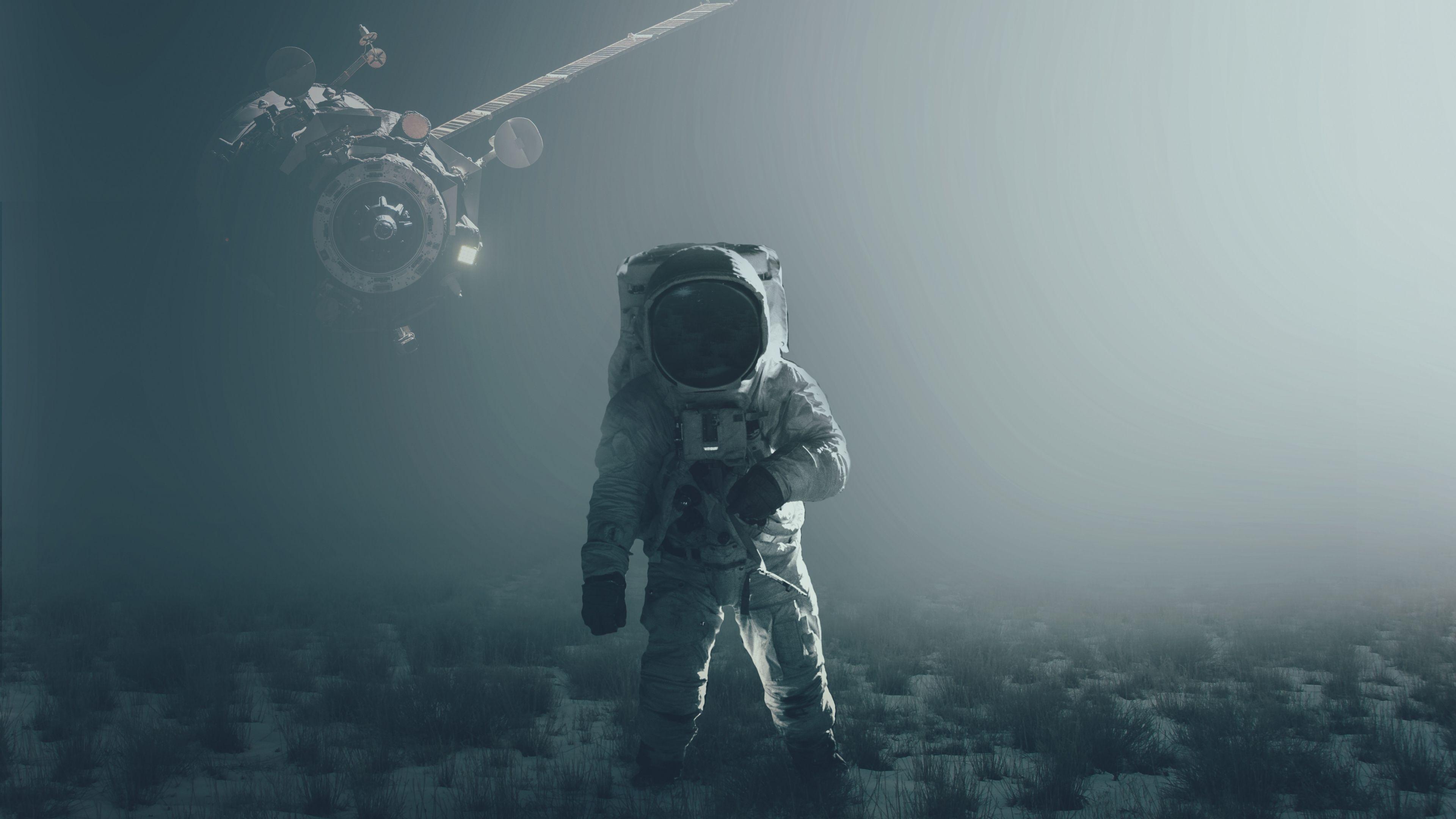 3840x2160 Download 3840x2160 wallpaper astronaut, satellite, landscape