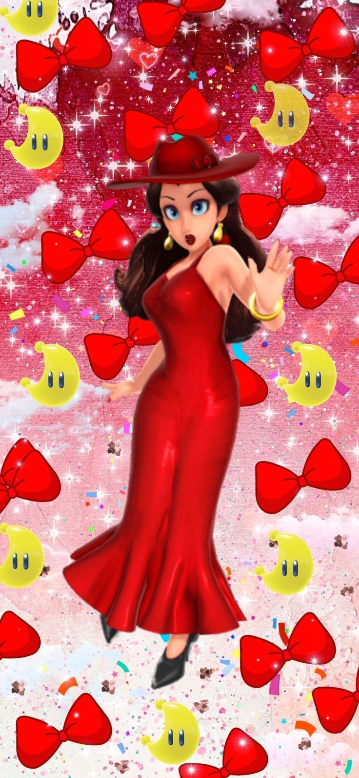 736x1593 Nintendo Princess Mayor Pauline red aesthetic phone wallpaper