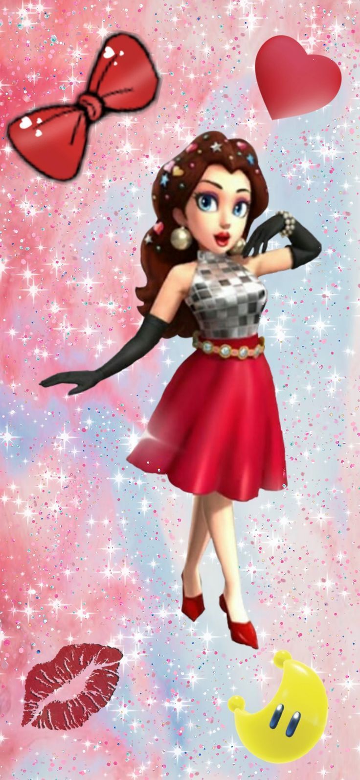 736x1593 Nintendo Princess Mayor Pauline cute red aesthetic phone wallpaper
