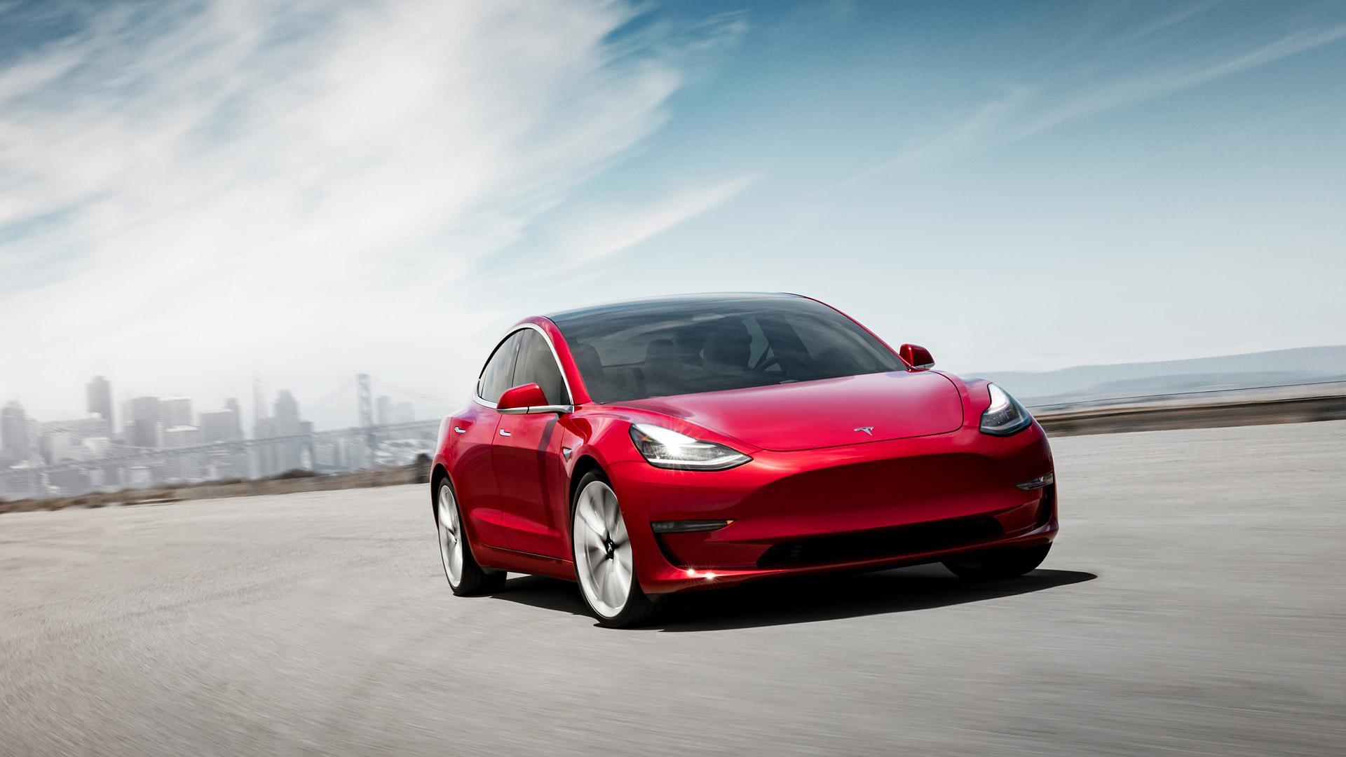 1920x1080 Tesla Model 3 Electric Car Red Wallpaper