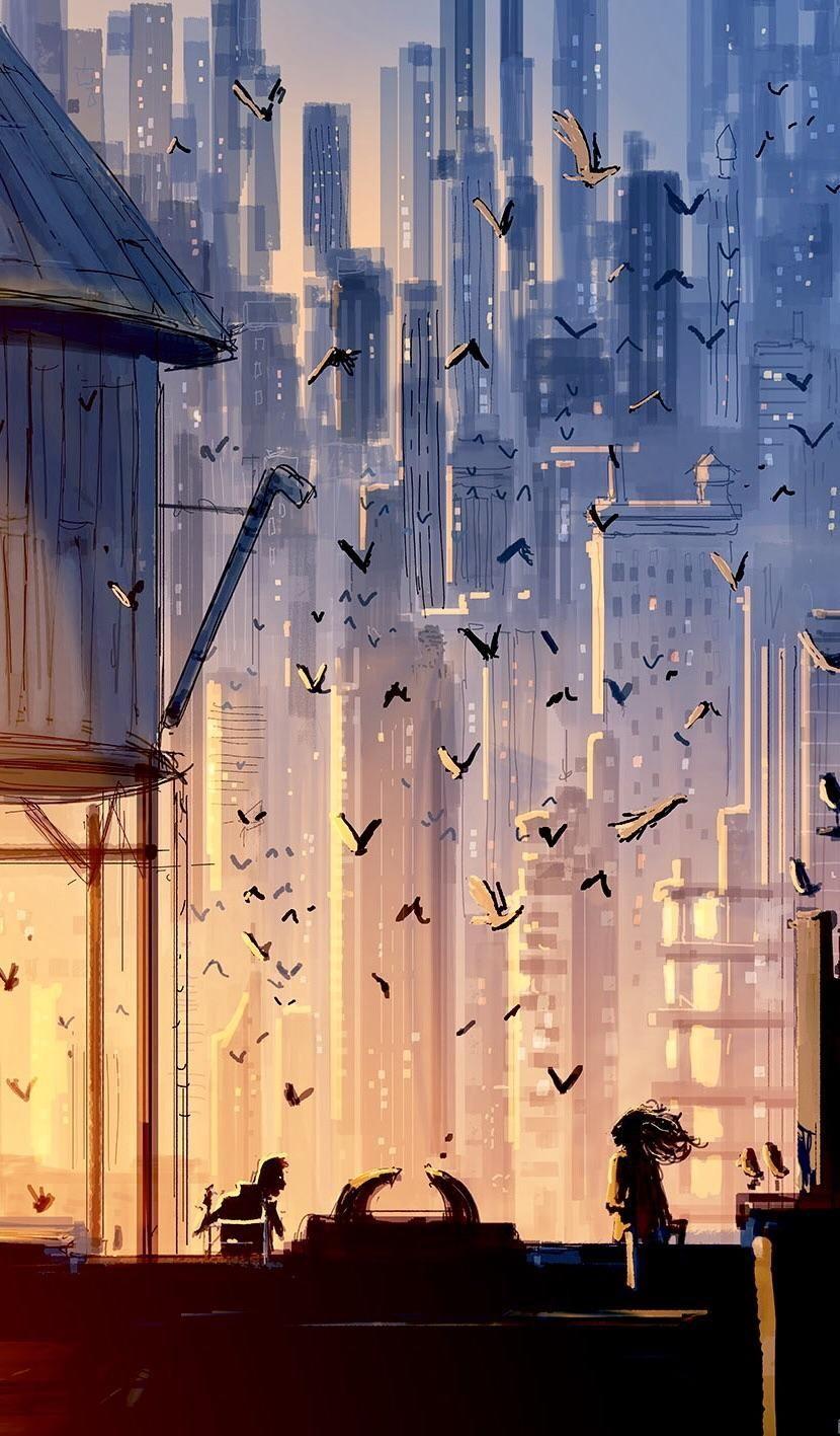 830x1417 Evening. Wallpaper. Illustration art, Pascal campion, Art