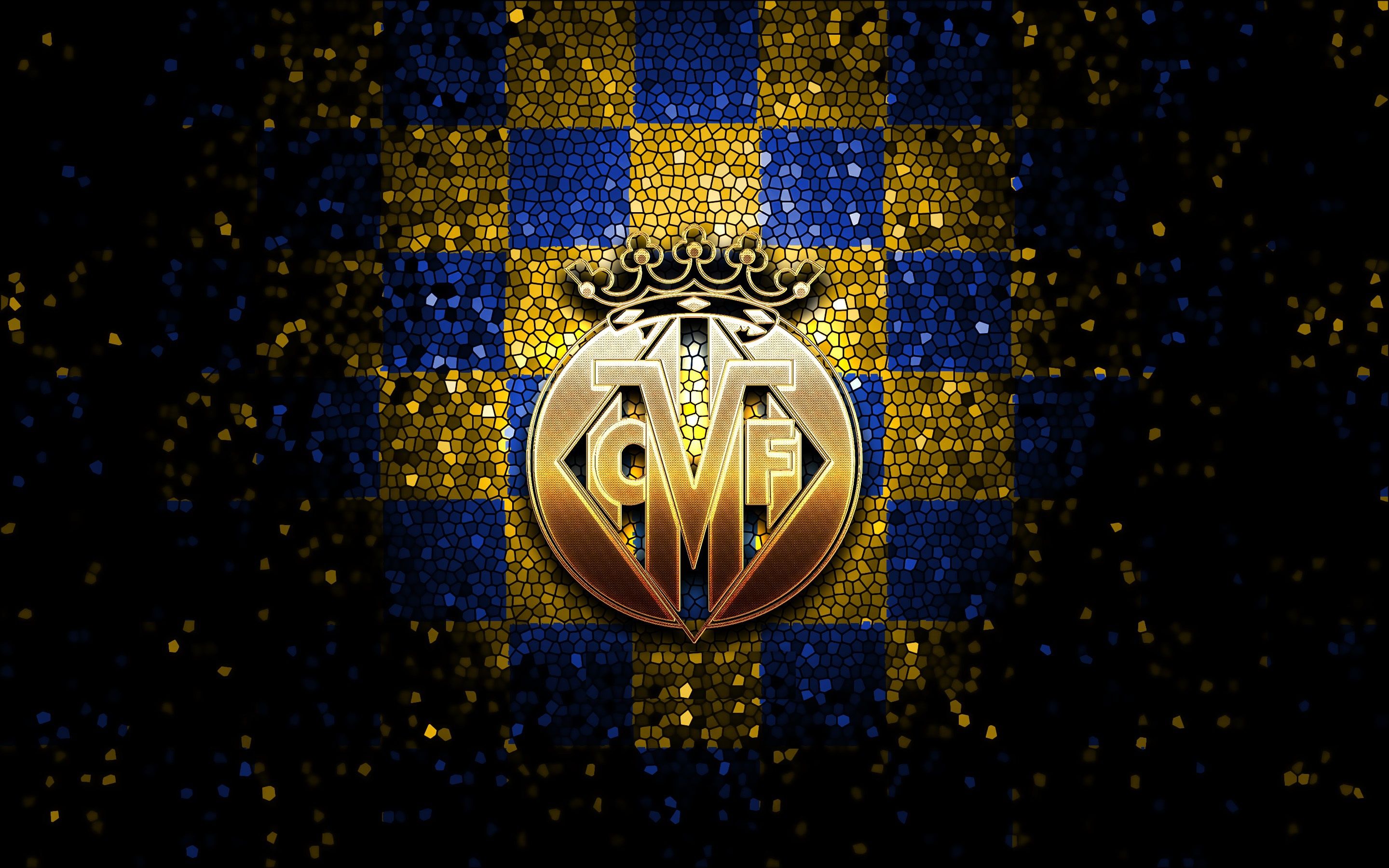 2880x1800 Wallpaper wallpaper, logo, football, Sport, La Liga, glitter, checkered, Villarreal for mobile and desktop, section спорт, resolution 2880x1800