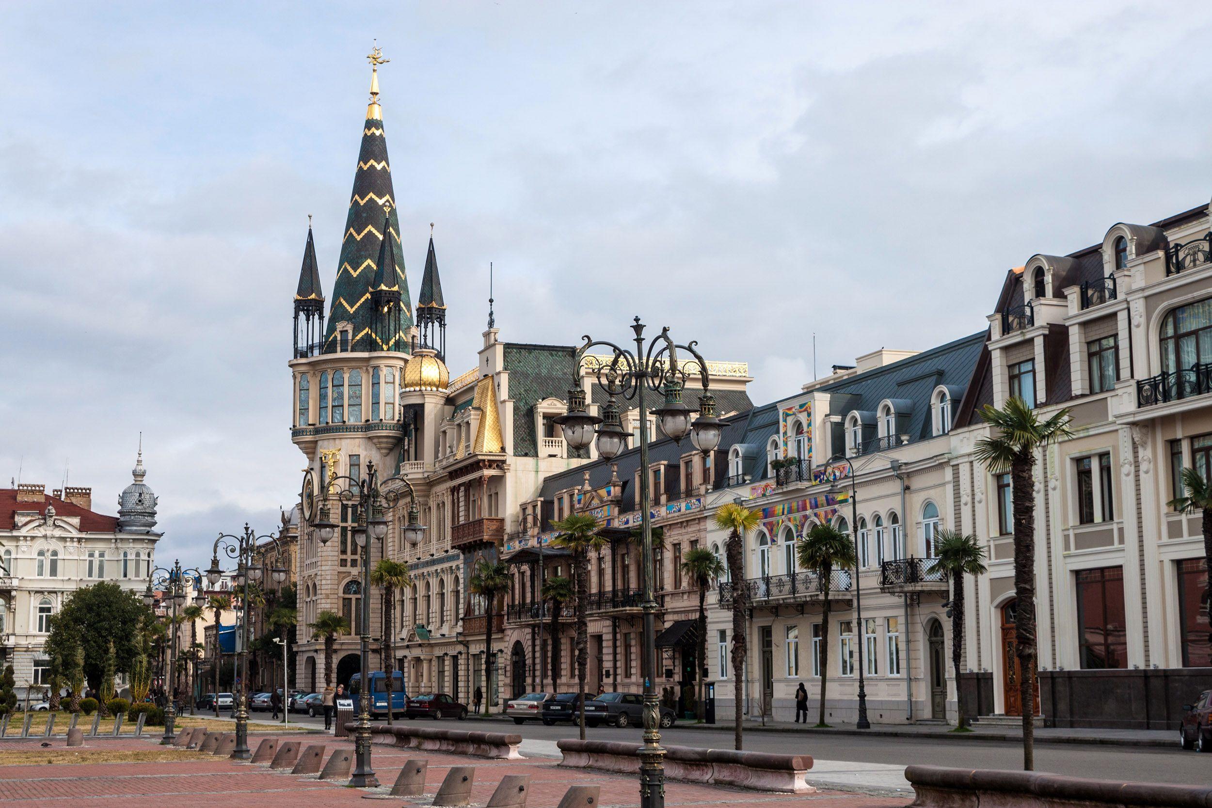 2500x1667 Picture Georgia Tower Batumi Street Street lights Cities 2500x1667