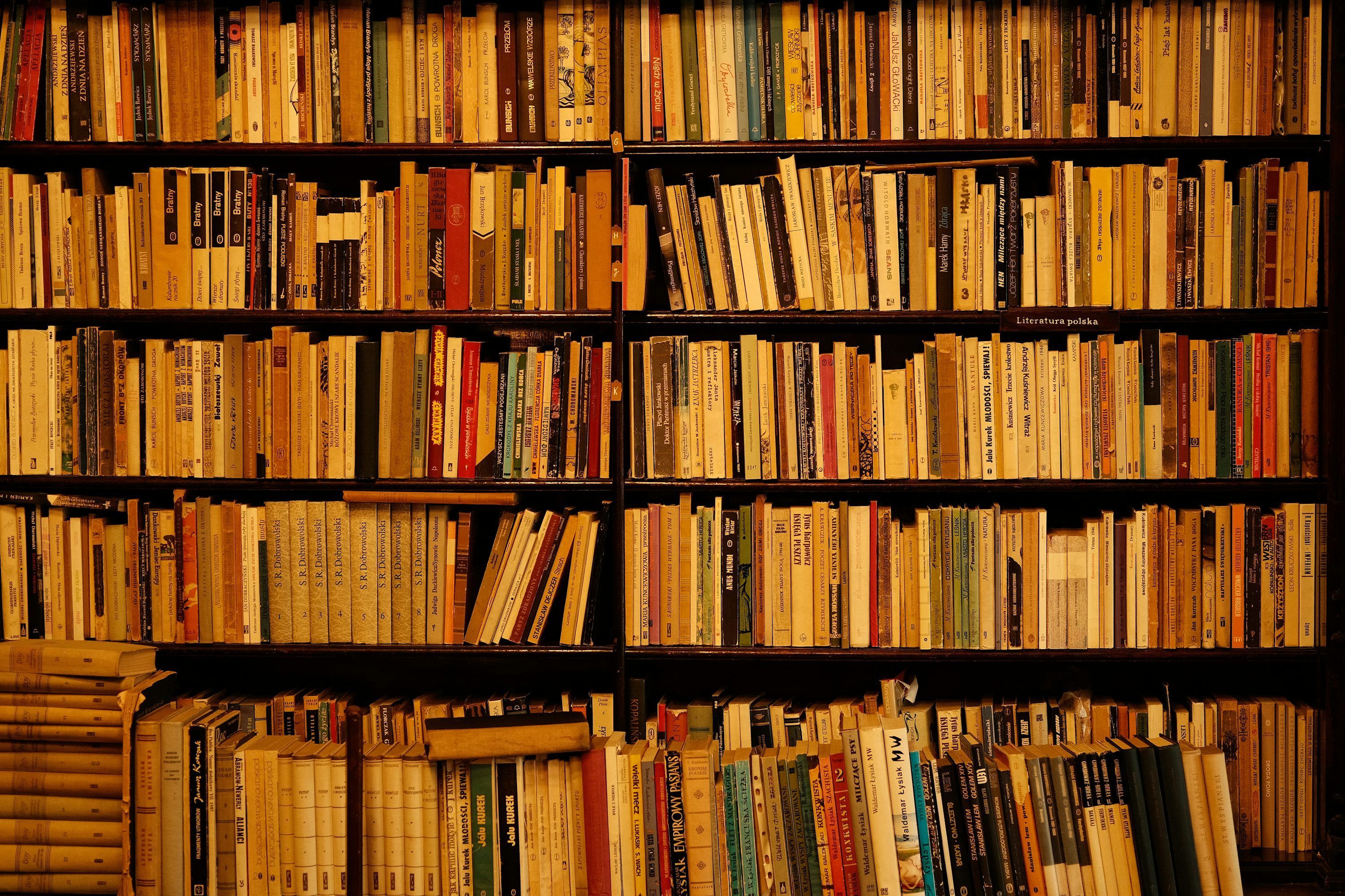 3000x2000 A book shelf filled with lots of books photo