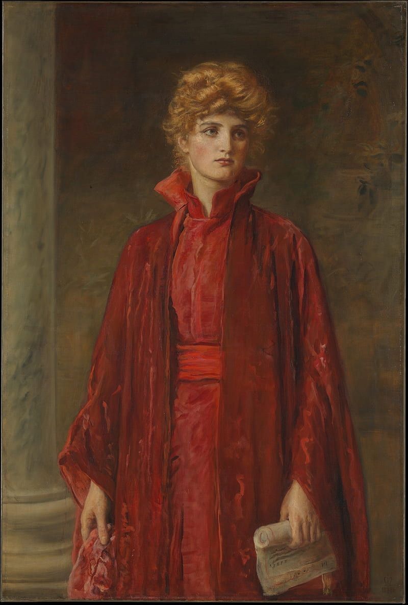 800x1185 Artwork, painting, women, red, cape, John Everett Millais, HD phone wallpaper