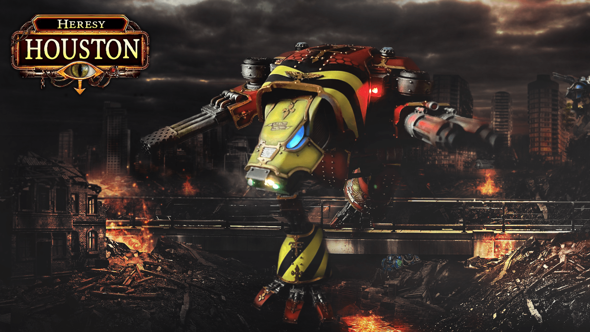 1920x1080 Some wallpaper I created for our local Horus Heresy group. (If you look carefully you'll see more than just the Warhound.)