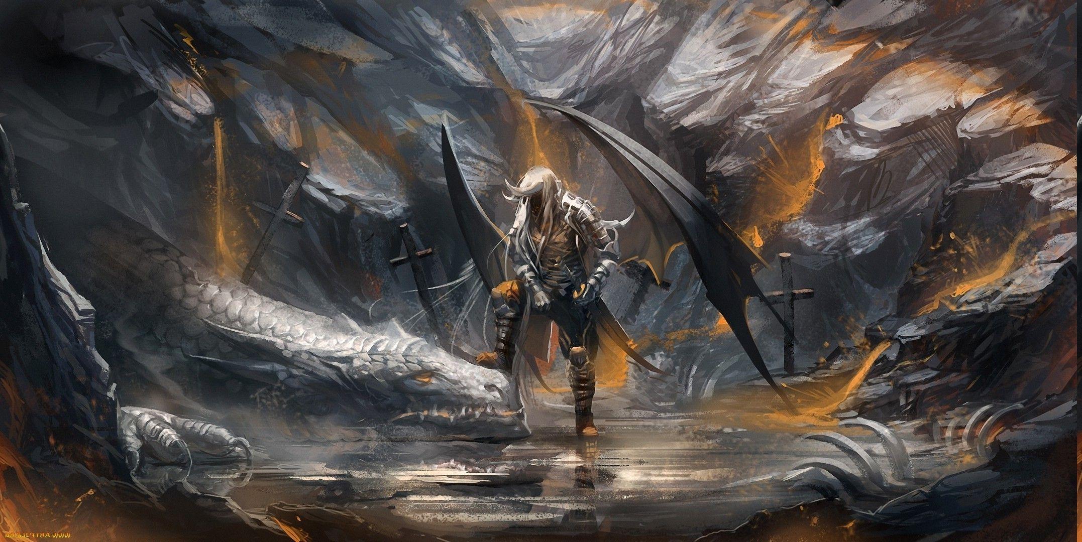 2154x1080 fantasy Art, Artwork, Angel, Demon, Digital Art Wallpaper HD / Desktop and Mobile Background