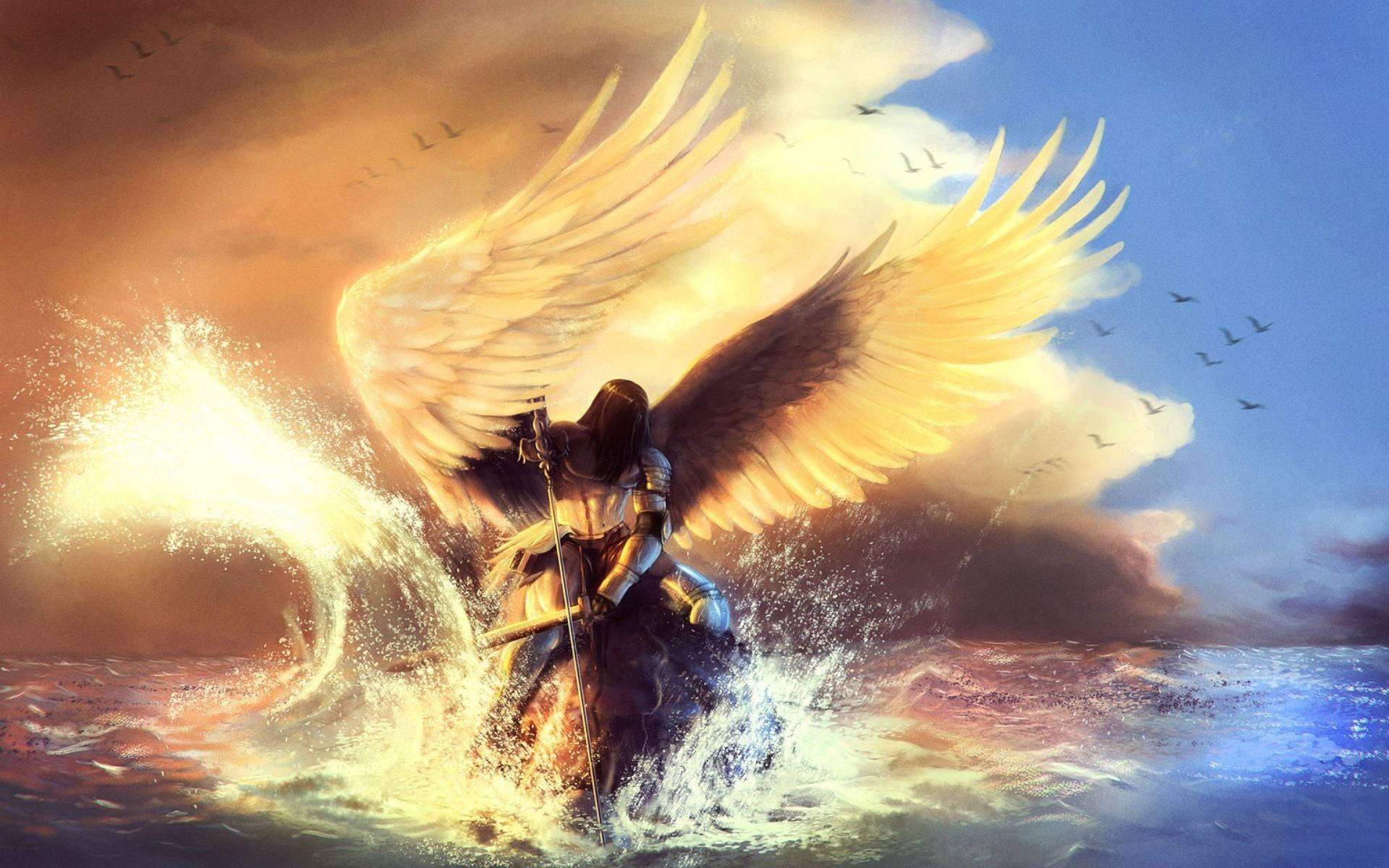1920x1200 Download Biblical Angel Golden Wings Wallpaper