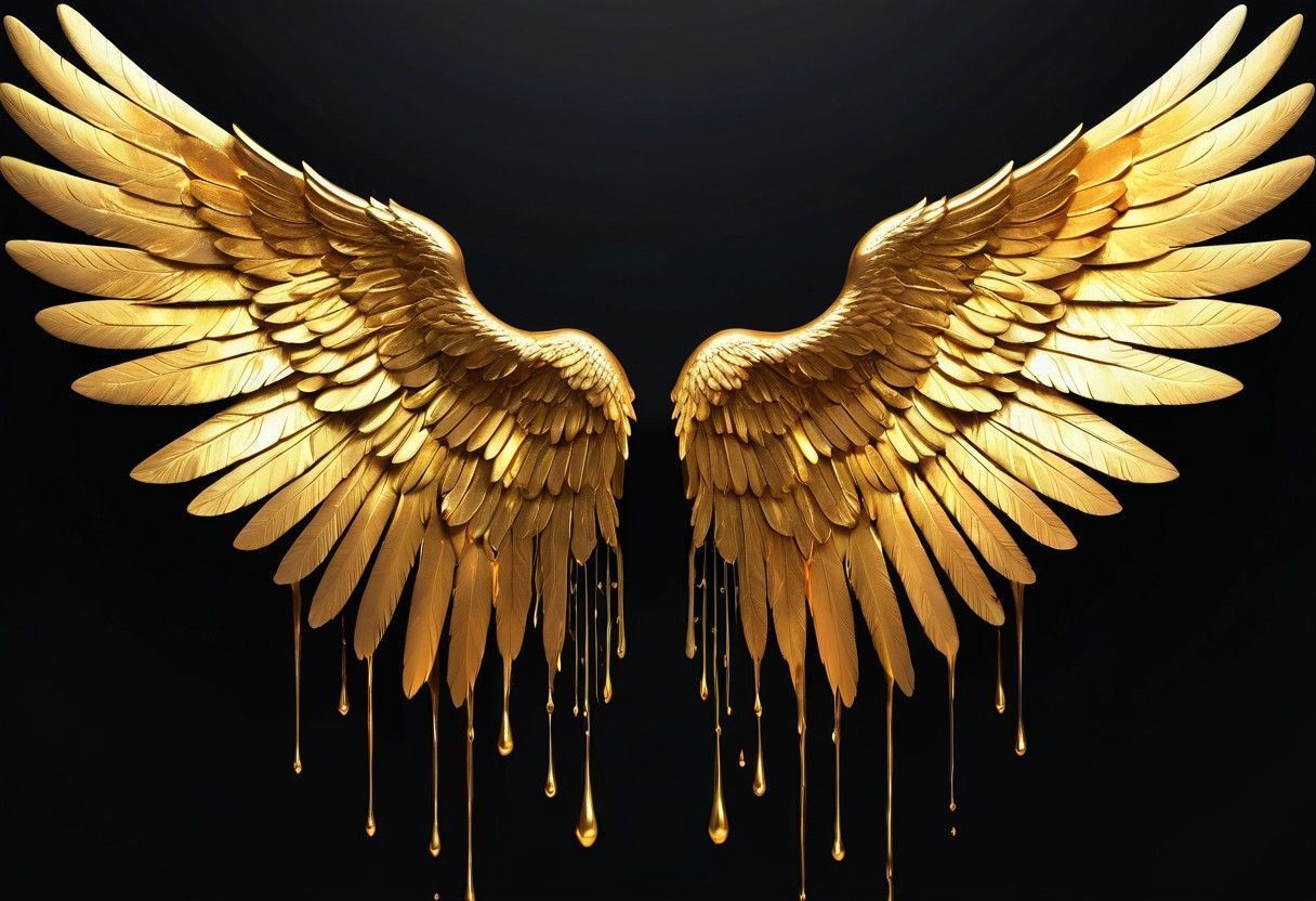 1216x832 Gold Angel Wings on Black Background. Stable Diffusion Online