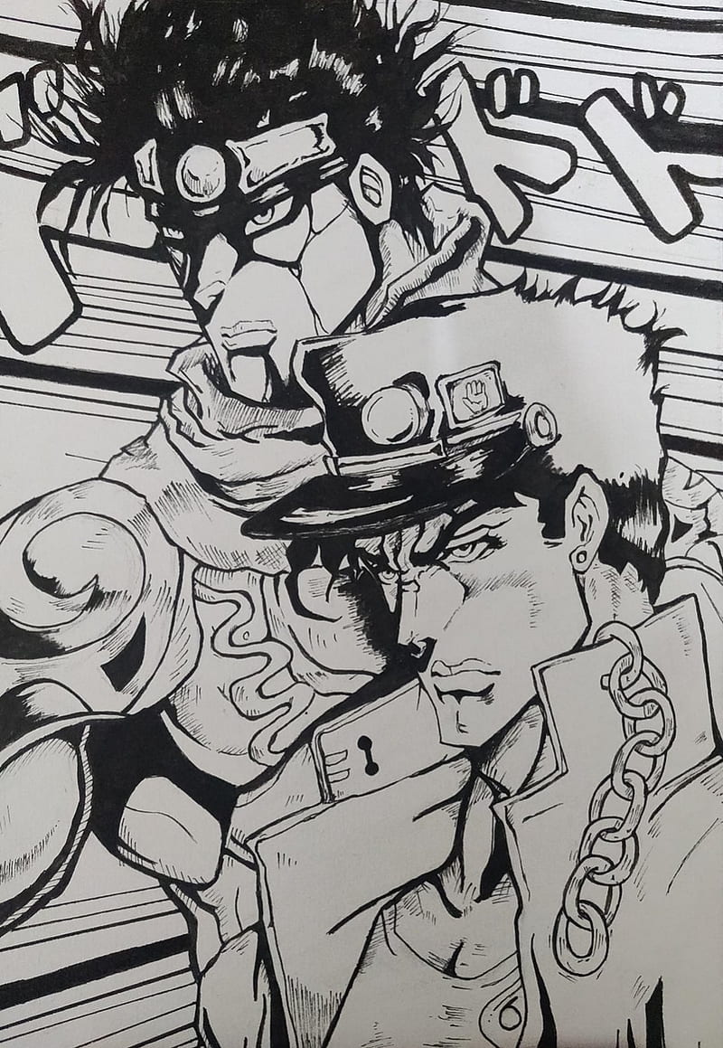 800x1159 Jotaro, anime, black and white, jjba, HD phone wallpaper