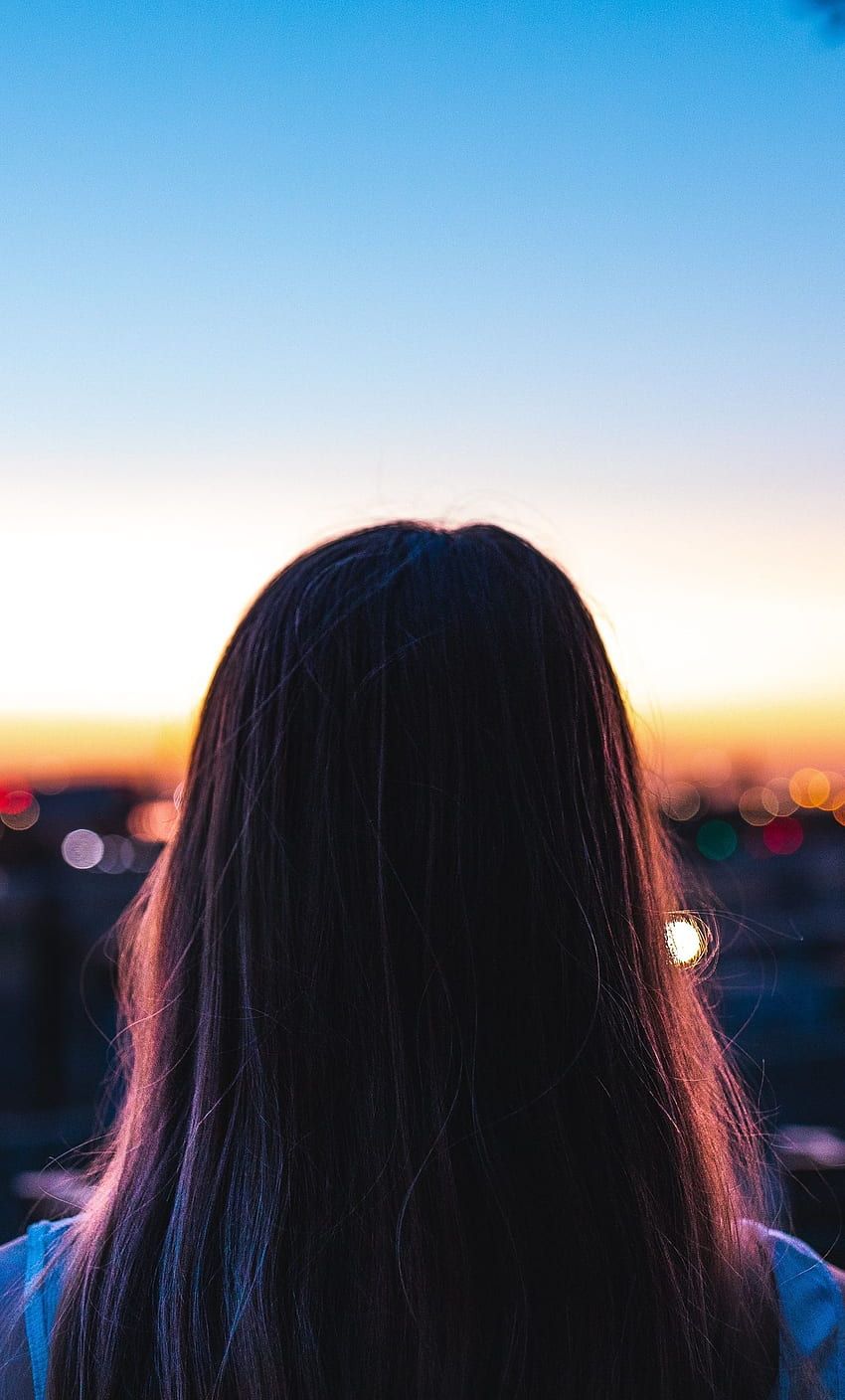 850x1408 Girl back view city HD wallpaper