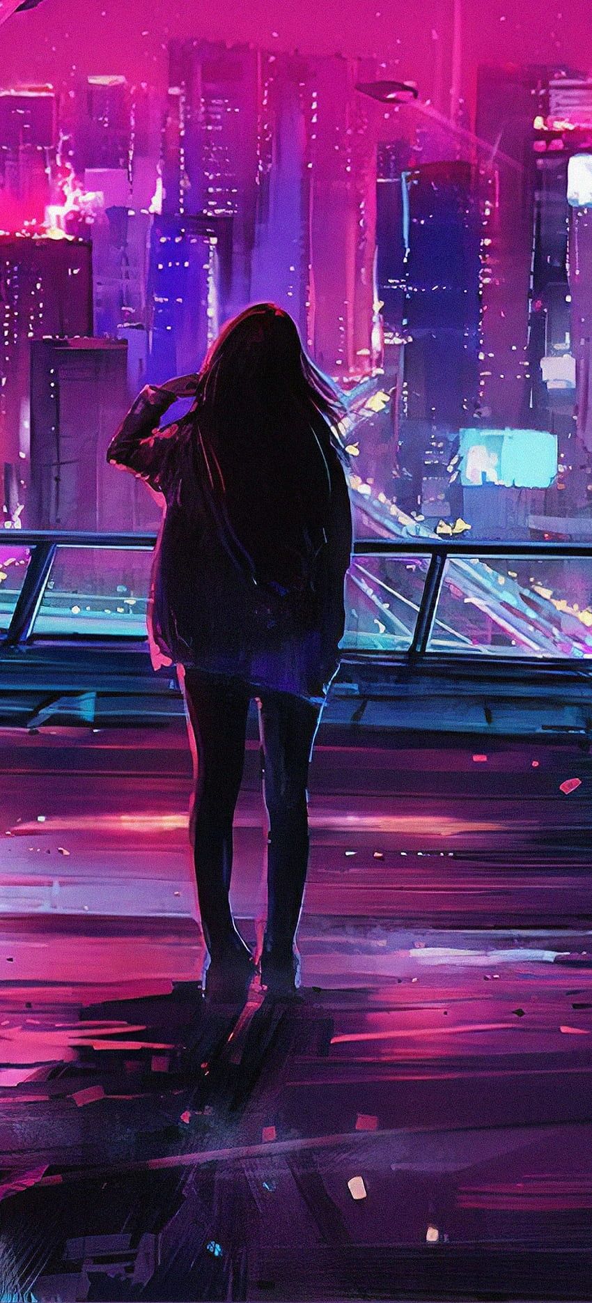 850x1870 Girl back view city HD wallpaper