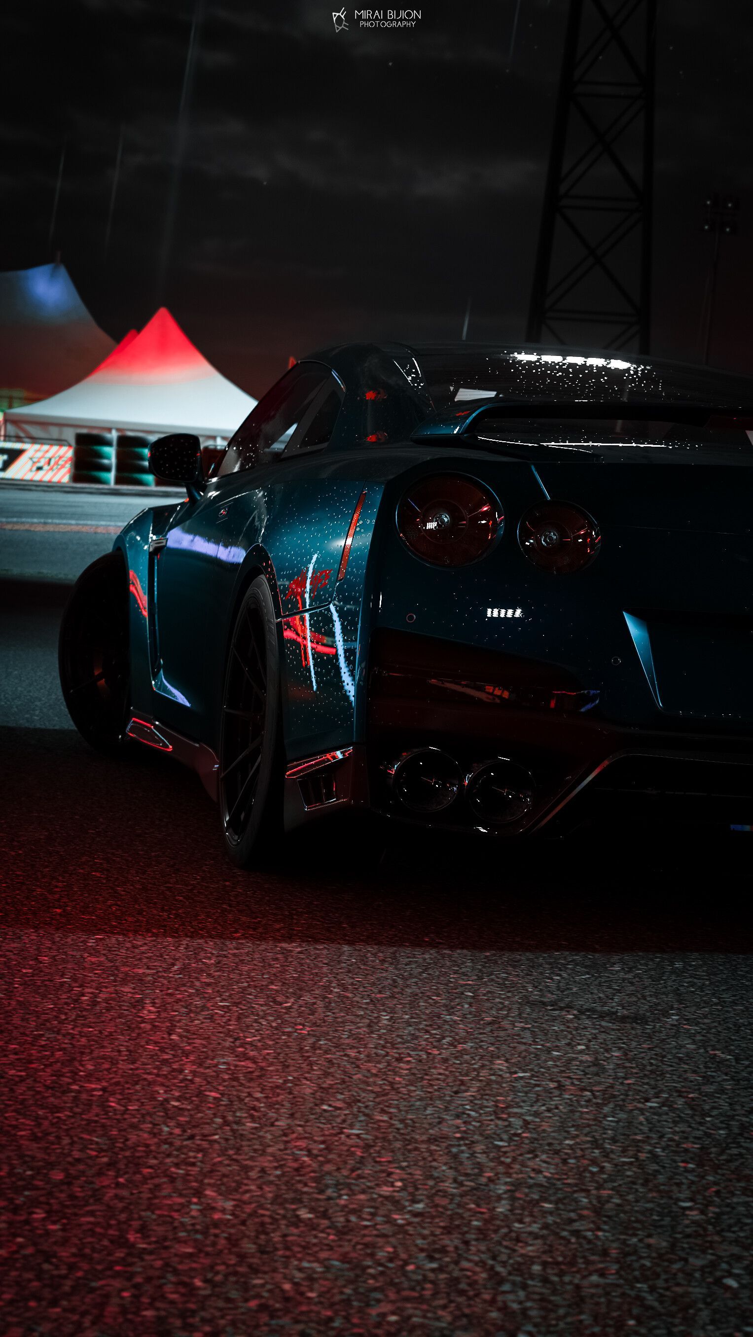 1527x2712 Phone wallpaper: Dark, Sports Car, Back View, Car, Machine, Wet, Cars, Sports, Rear View 138334