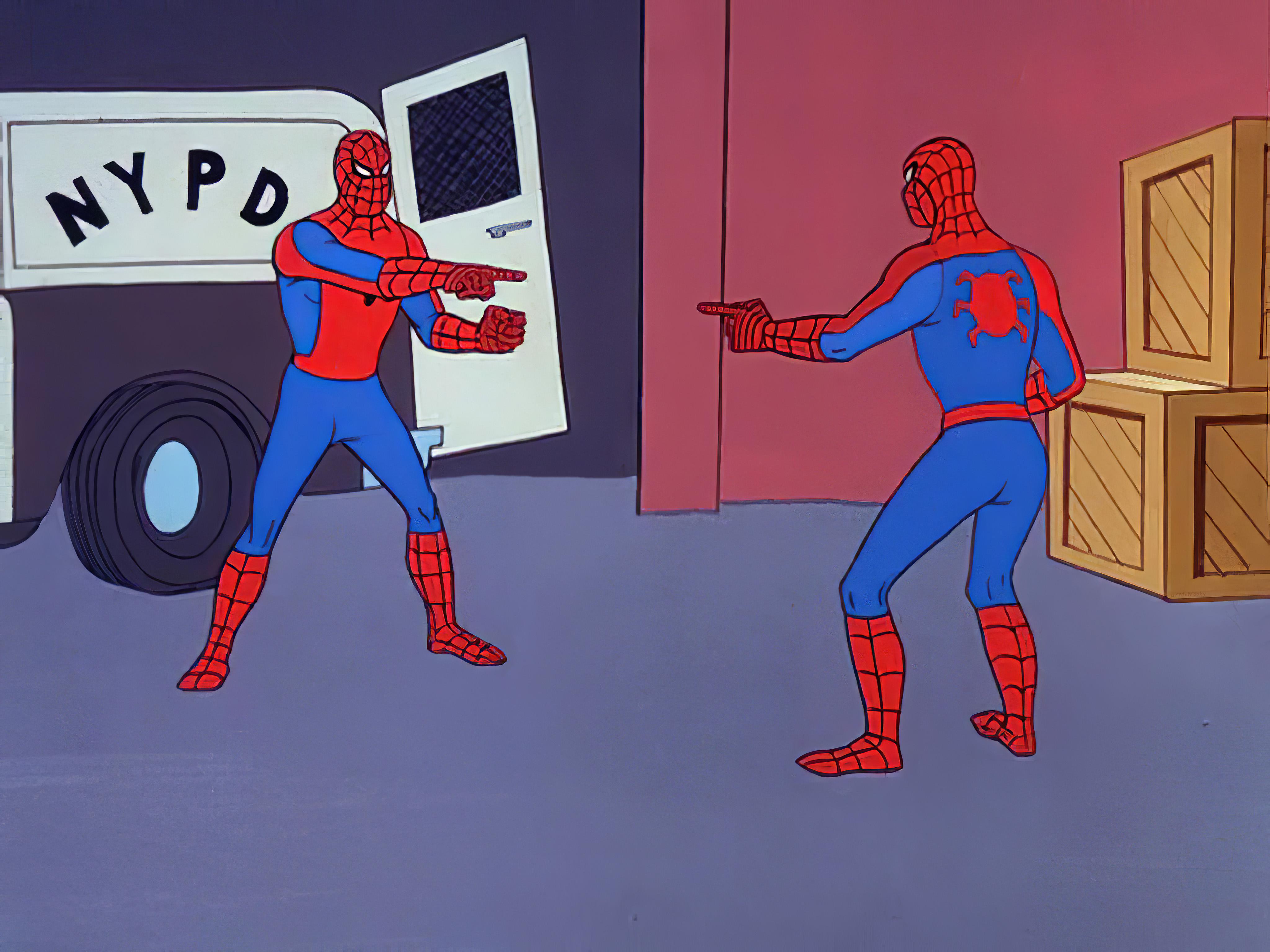 4096x3072 I Restored In HD 4k The Original Spider Man Pointing At Spider Man Template (aka Spiderman Confusion Meme) [4096*3072]