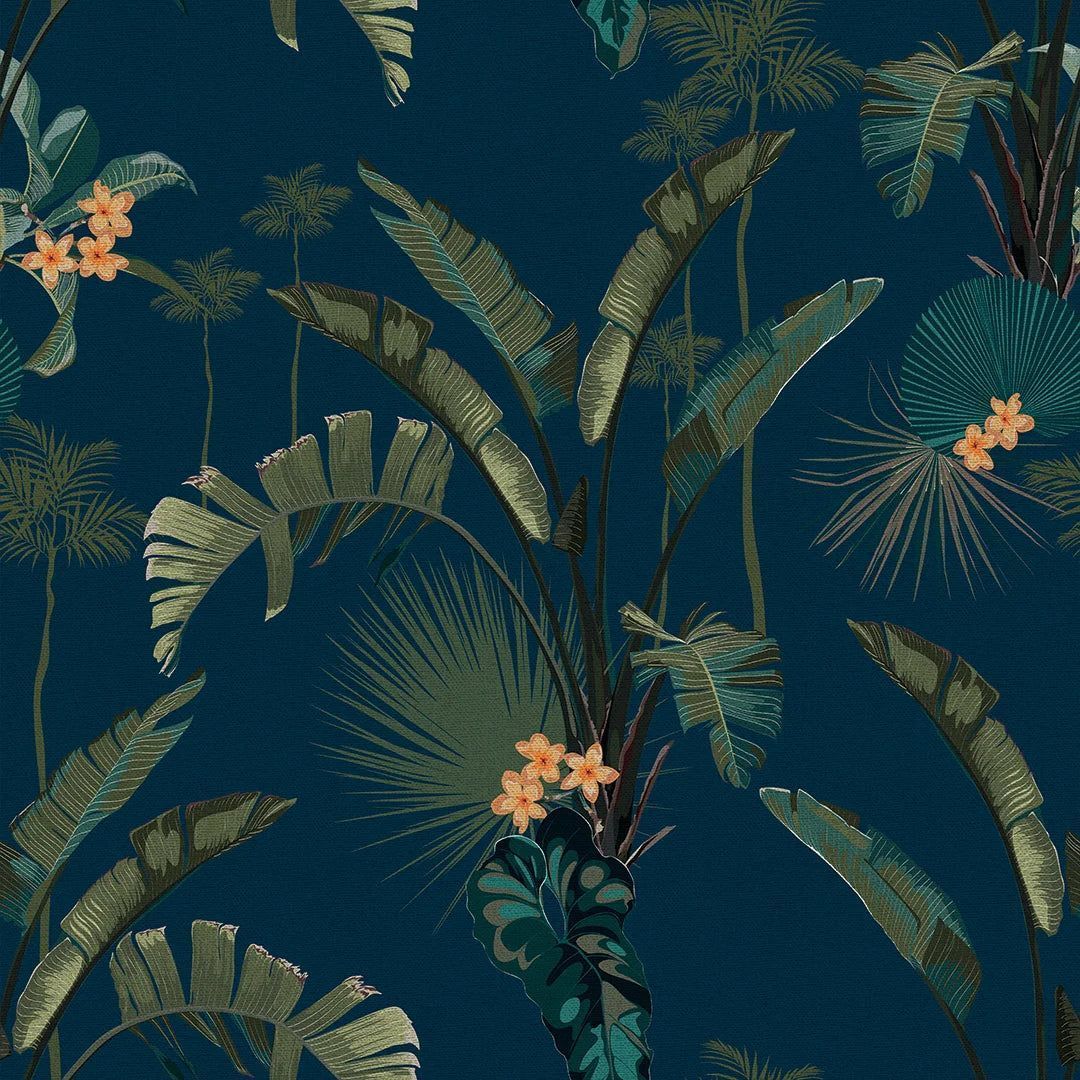 1080x1080 Tropical Paradise Wallpaper in Navy