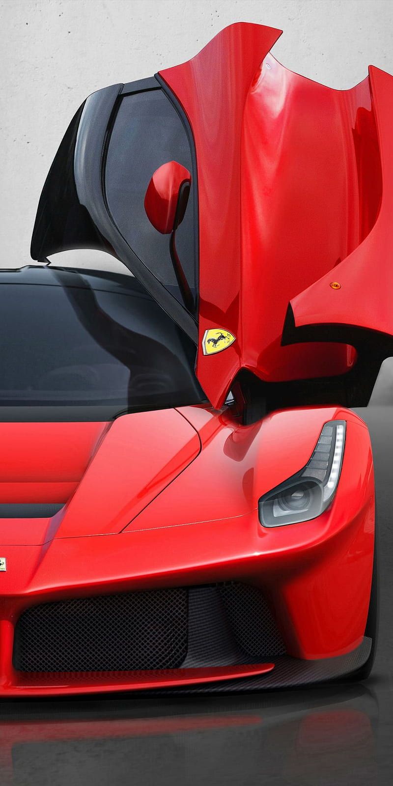 800x1600 Ferrari LaFerrari, u, ferrari, laferrari, doors, red, front, bumper, open, hypercar, HD phone wallpaper