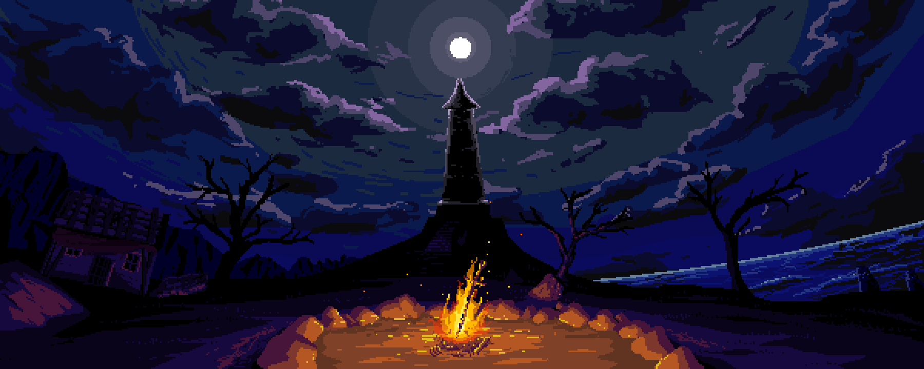 1800x720 PseudoLW / PLW on X: Majula, a safe haven for passing wanderers. #DarkSouls #DarkSouls2 #PixelArt / X