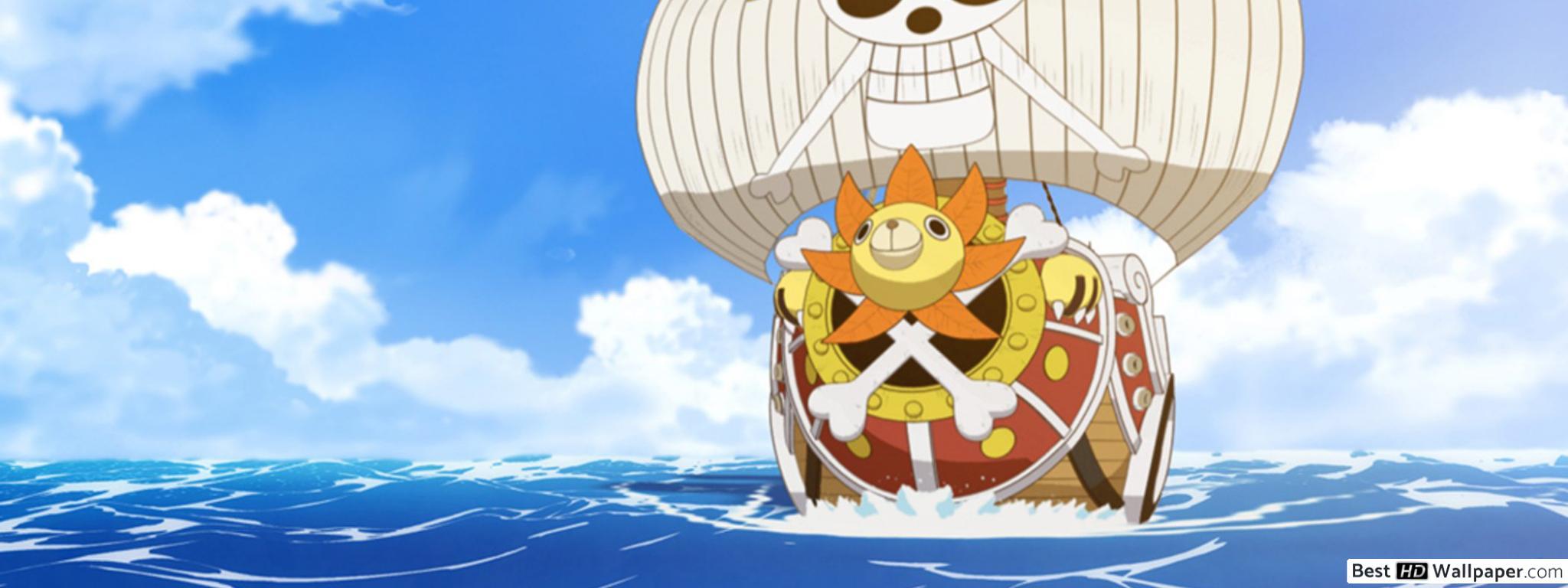2048x768 One Piece Sunny, Pirate Ship HD wallpaper download