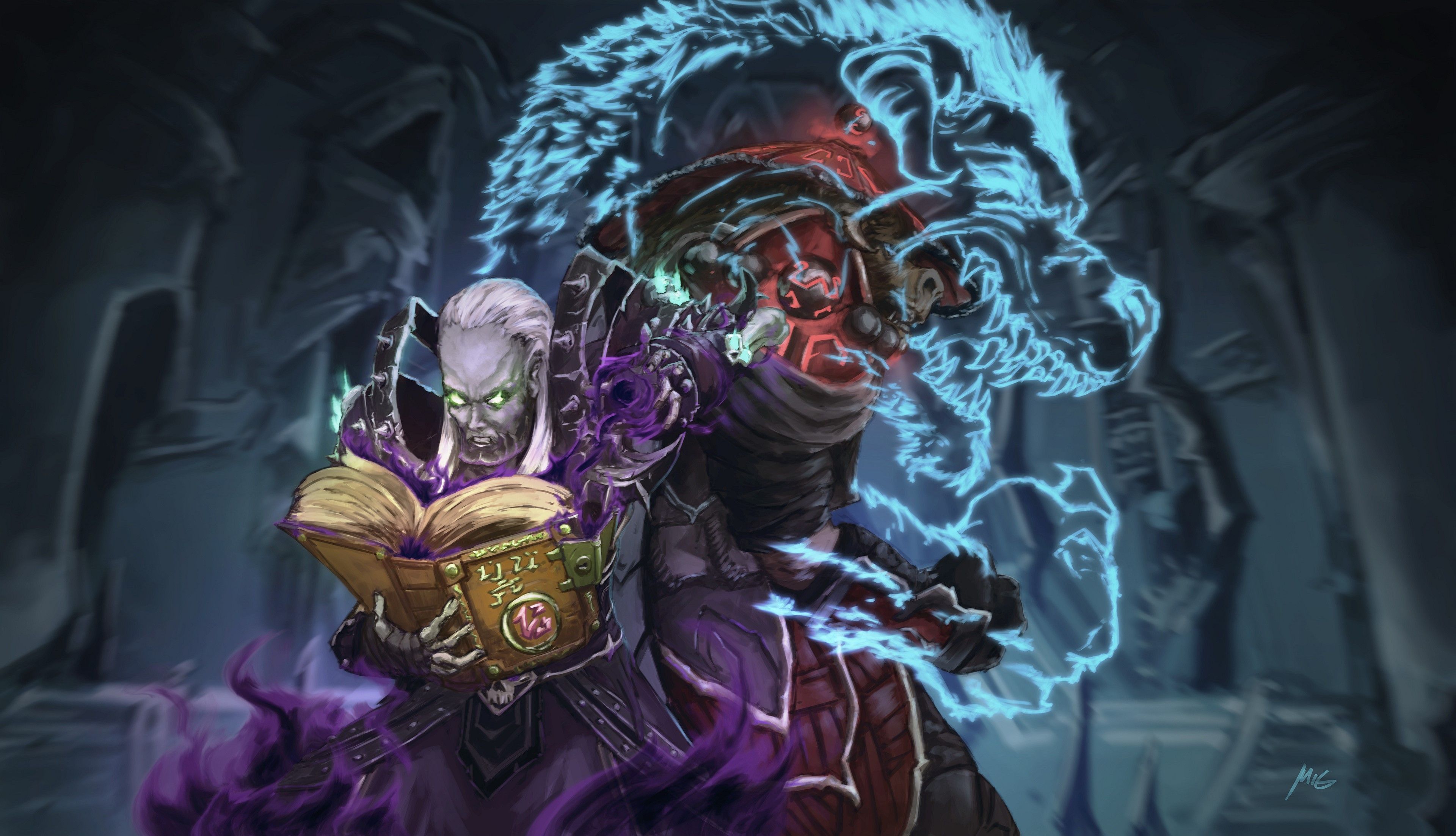 3840x2205 4K, digital art, artwork, digital painting, warlocks, Miguel Blanco, World of Warcraft, ArtStation, fan art, HD Wallpaper