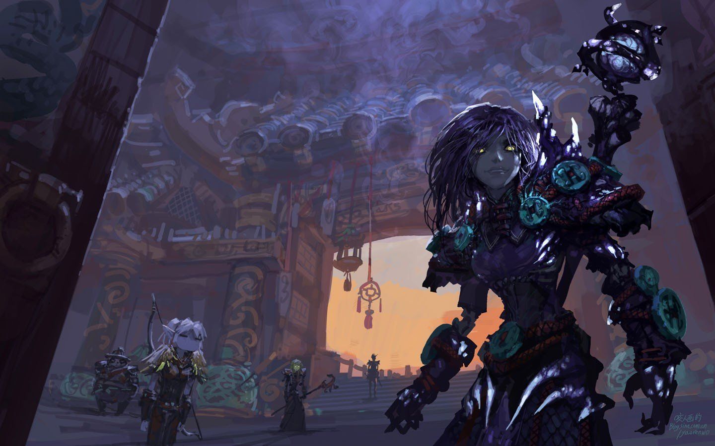 1440x900 world, Of, Warcraft, Purple, Fantasy, Art, Artwork, Warlock, Yaorenwo Wallpaper HD / Desktop and Mobile Background