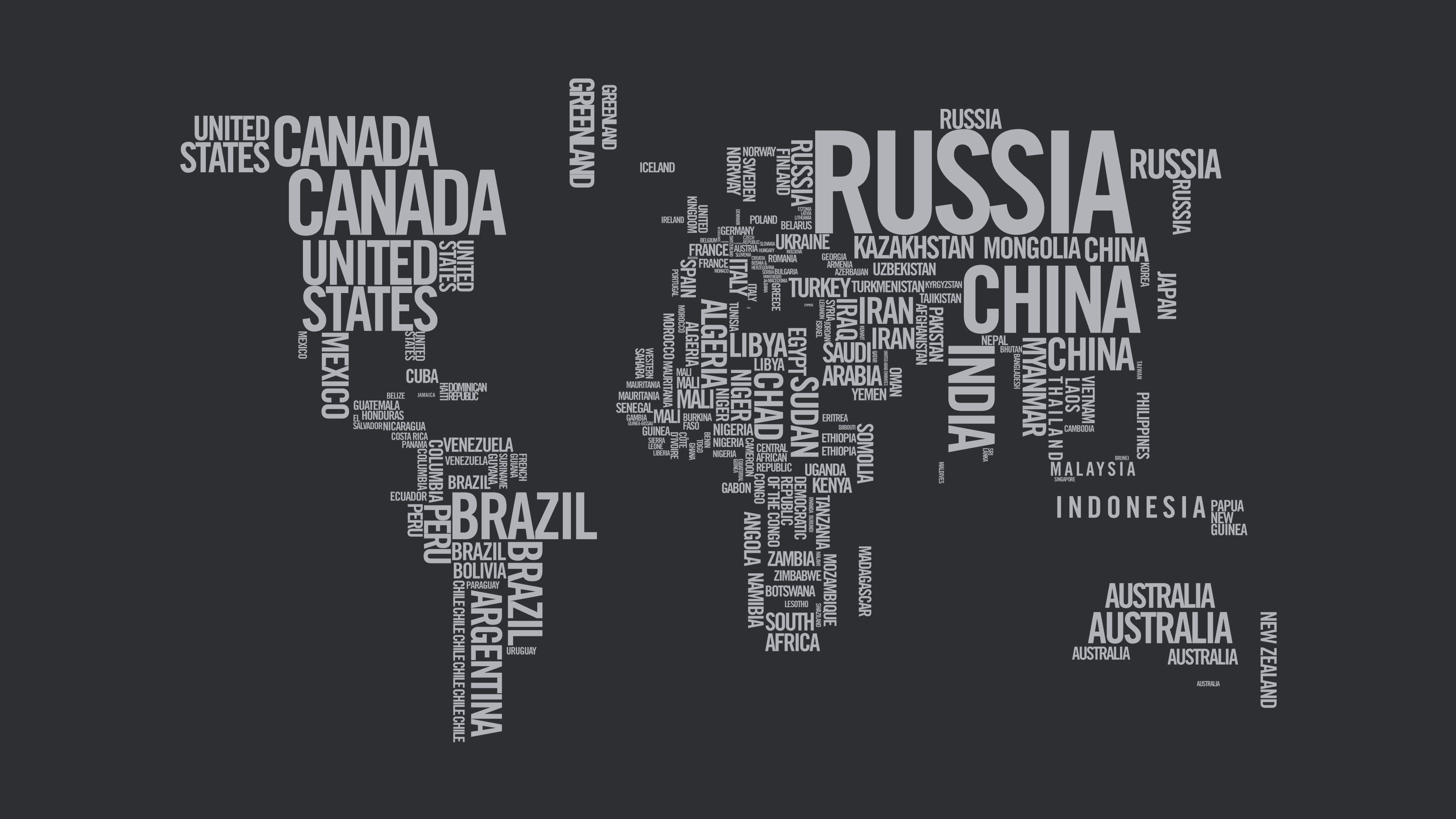 Hình nền 3840x2160 World Map Typography 4K