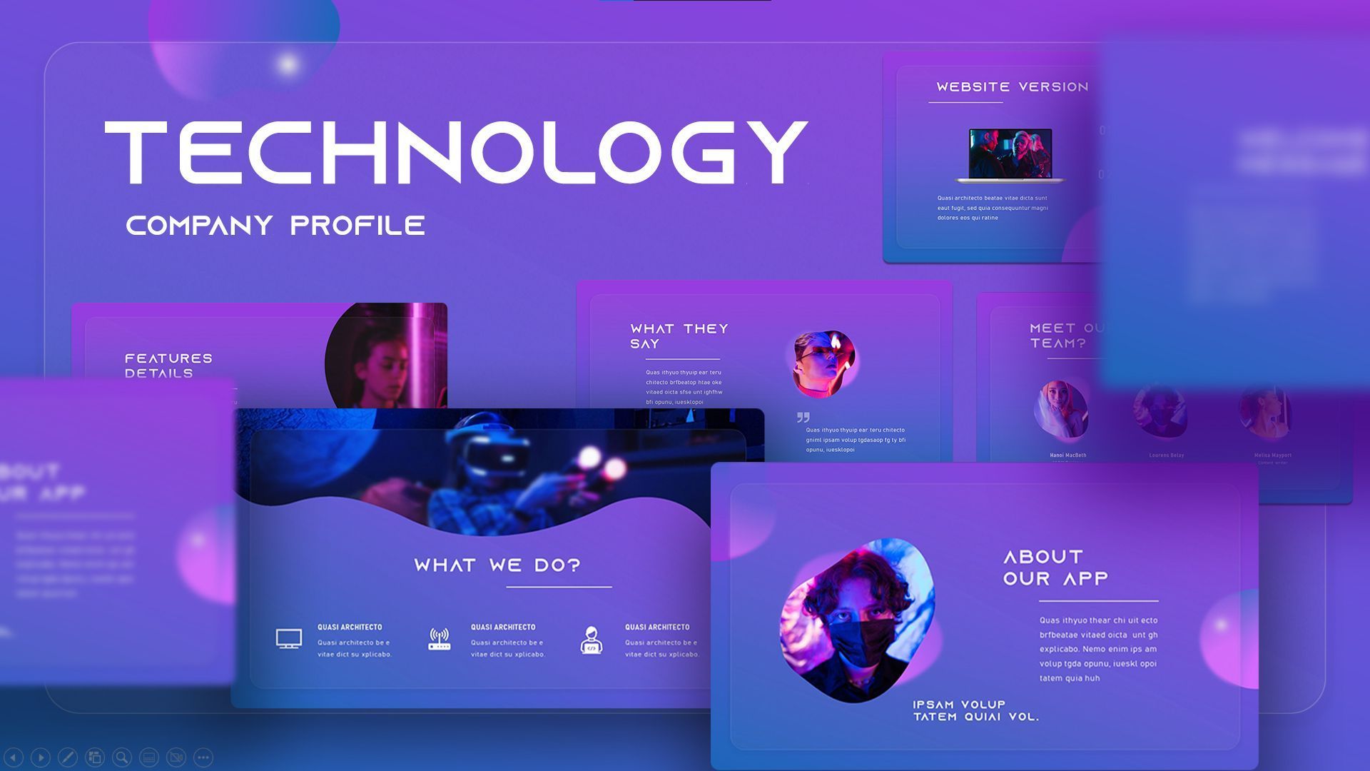 1920x1080 Technology Company Profile Deck Template for PowerPoint & Google Slides