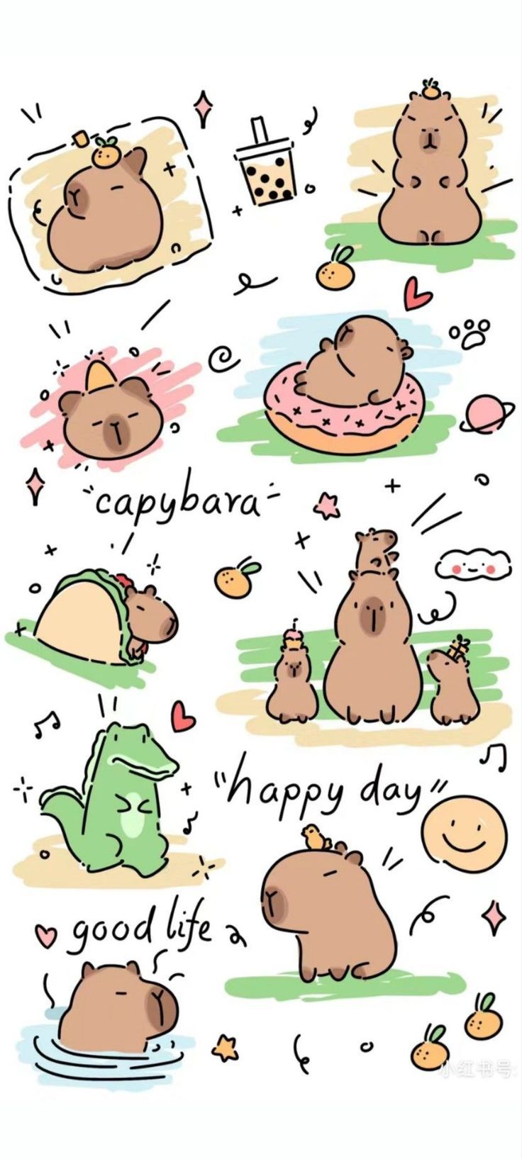 736x1635 Cute Capybara Wallpaper 4K for iPhone, iPad, Laptop, PC
