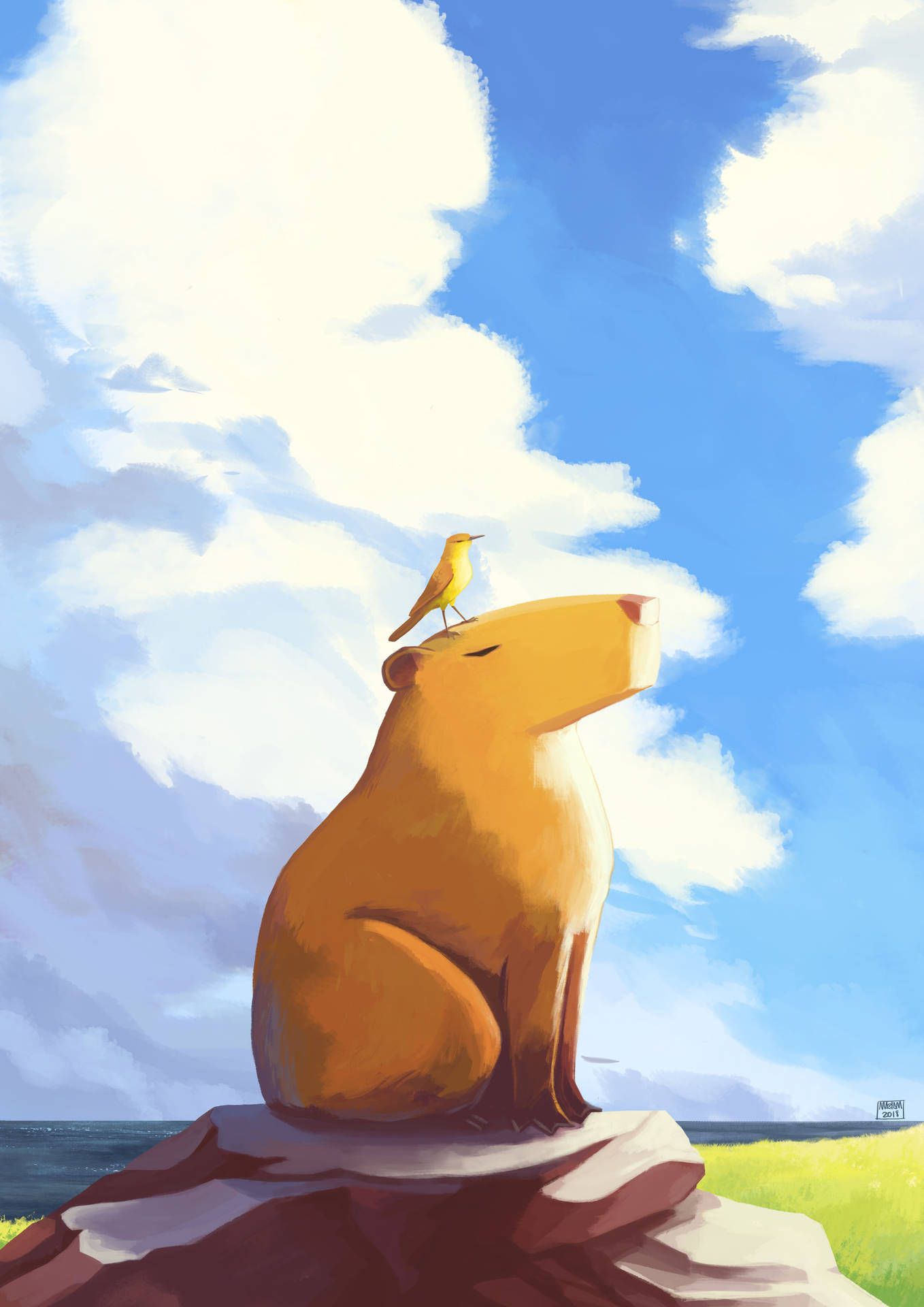1358x1920 Download Capybara Digital Art Wallpaper