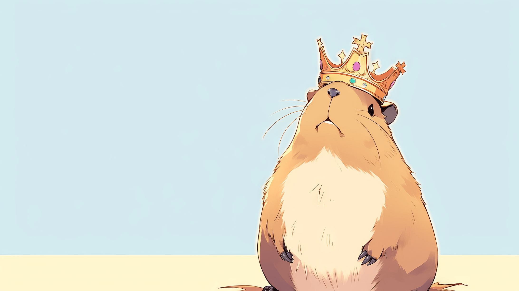 2184x1224 Anime Capybara King Wallpaper
