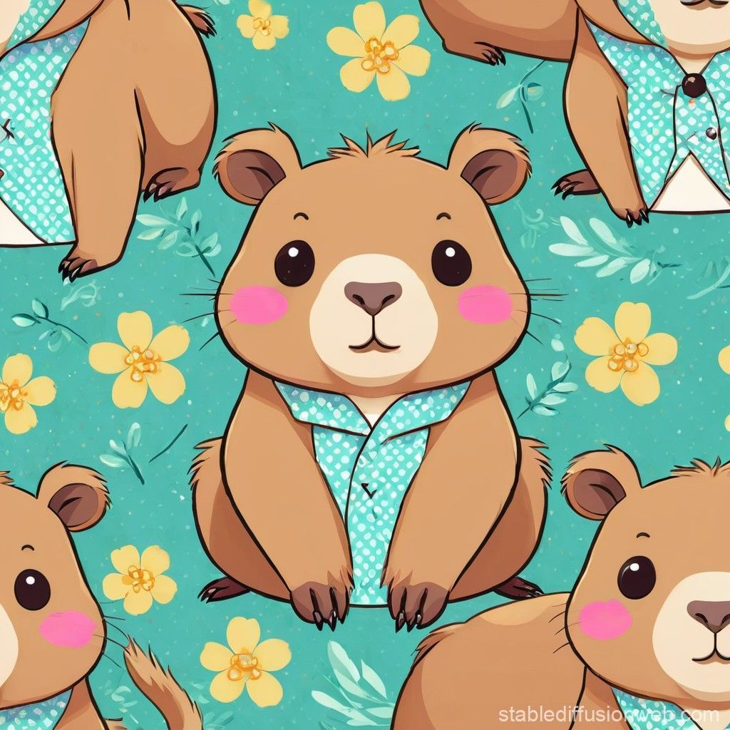 1024x1024 Cute Capybara Wallpaper. Stable Diffusion Online