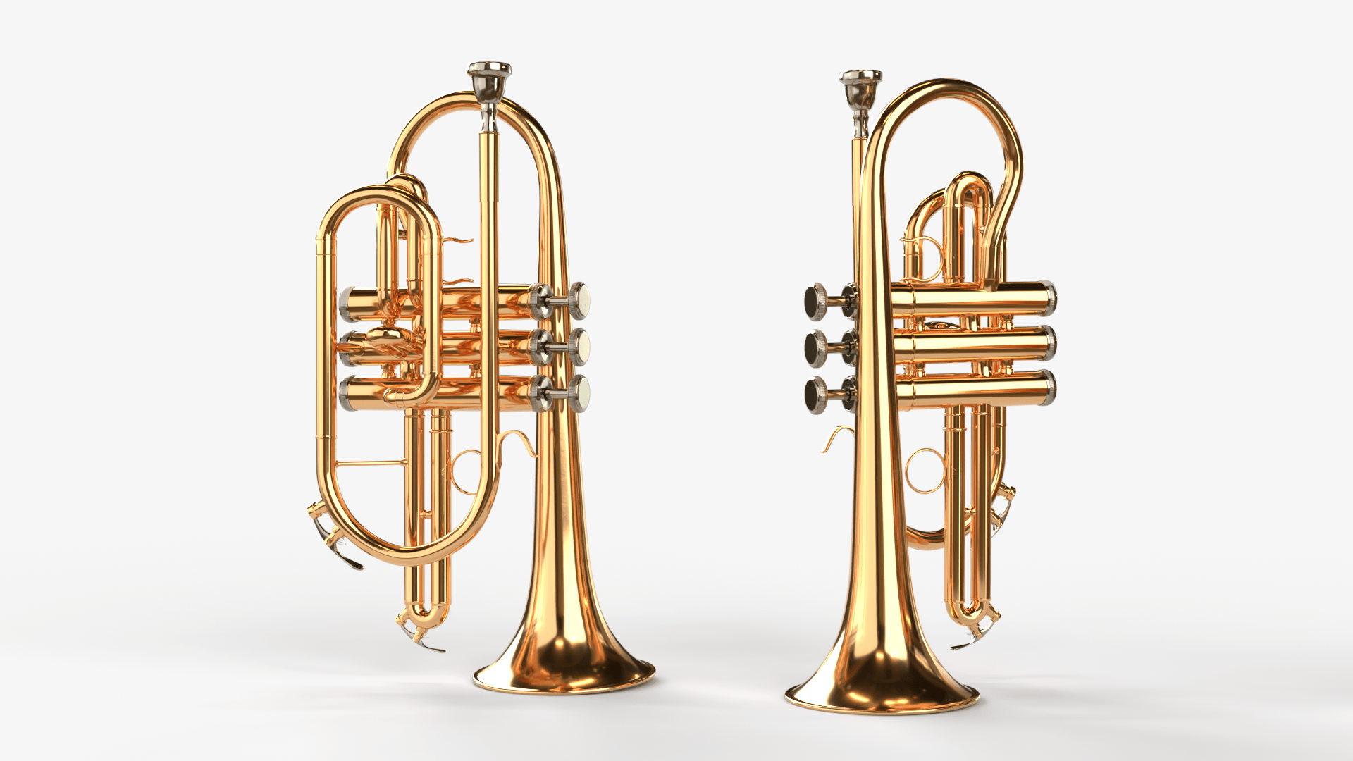 1920x1080 Cornet Three Types of Materials Brass Copper and Silver (formerly Blender Market)