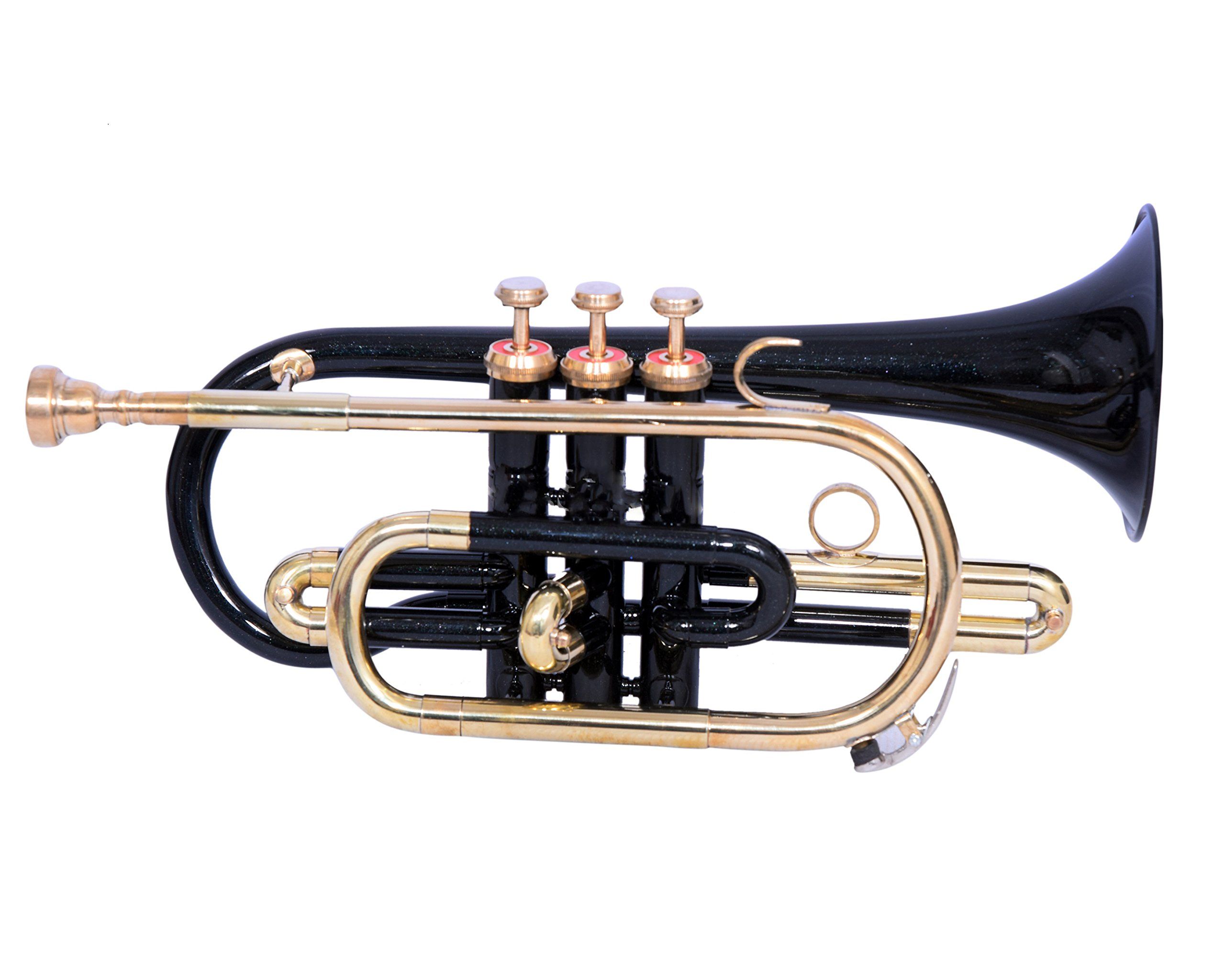 2560x2048 Musical Cornet Trumpet Bb Flat Professional Long Bell Cornet Mouthpiece Instrument For Beginner Student (Black Brass) : Musical Instruments