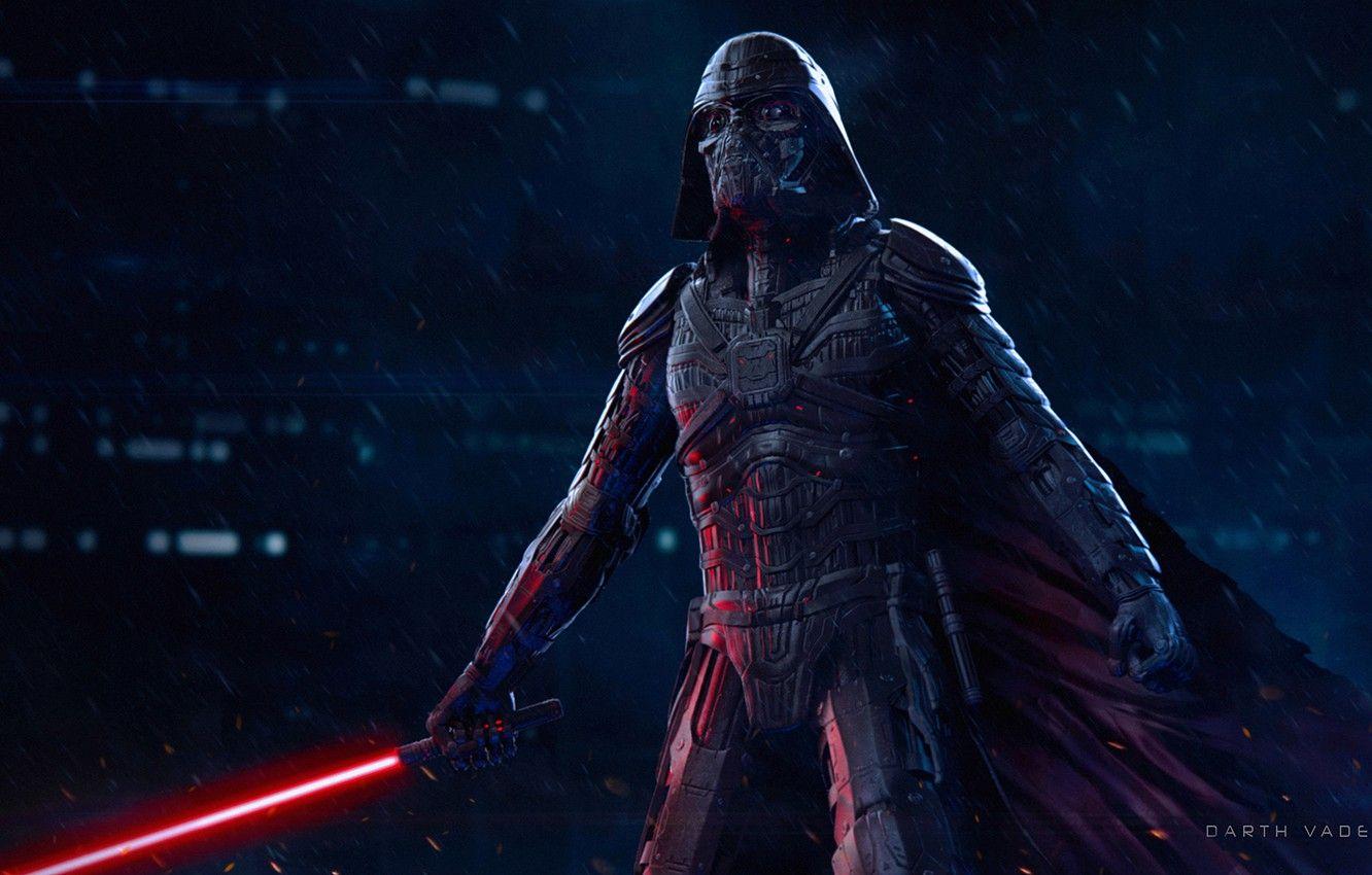 1332x850 Wallpaper sword, villain, star wars, Darth Vader, cloak, light